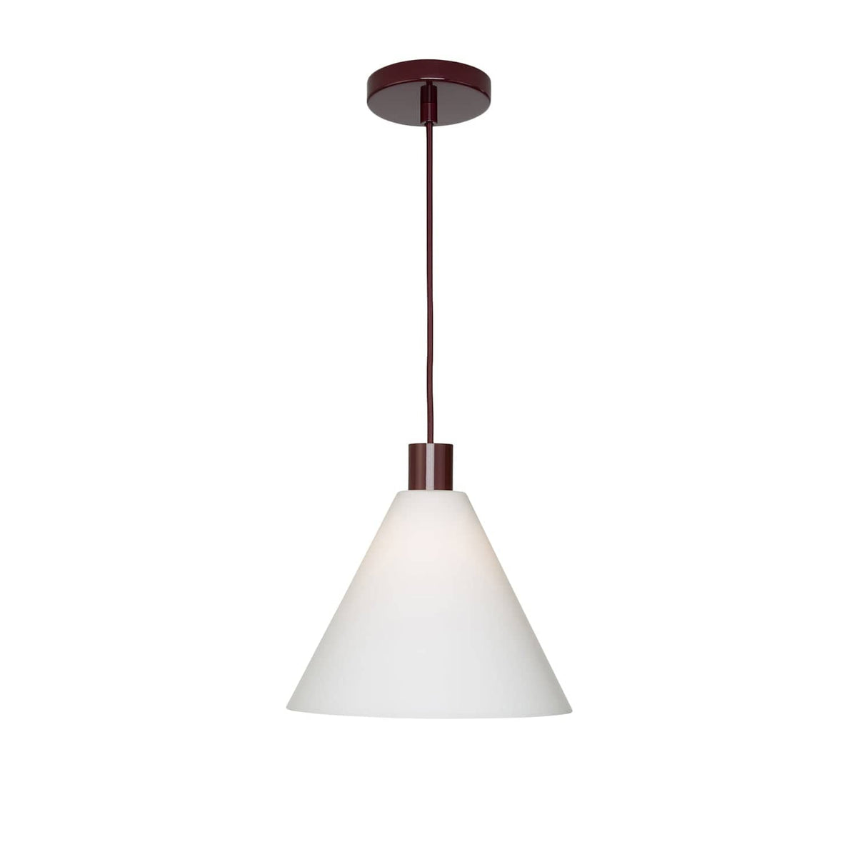 Glass Cone 11in AiO Pendant - Chroma Studio Oxblood / Matte White