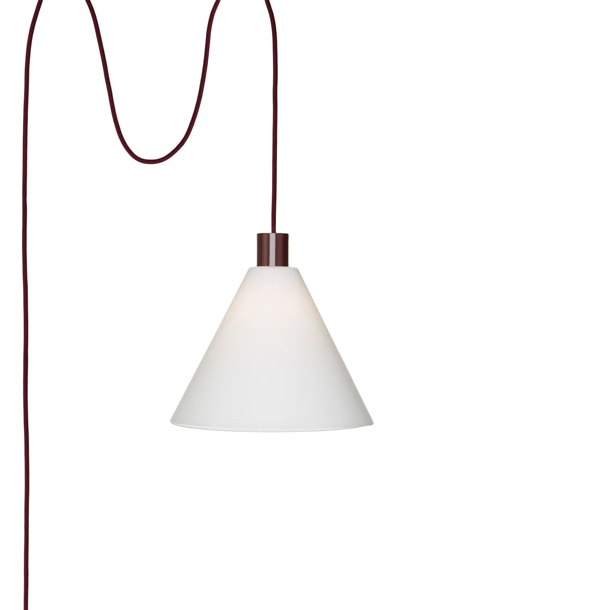 Glass Cone 11in AiO Plug-In Pendant - Chroma Studio Oxblood / Matte White