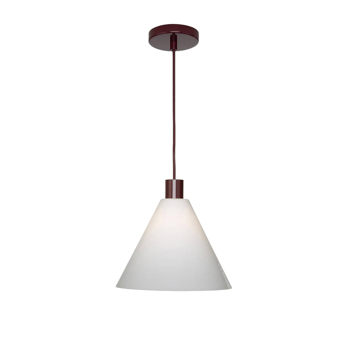 Glass Cone 11in AiO Pendant - Chroma Studio Oxblood / Milk