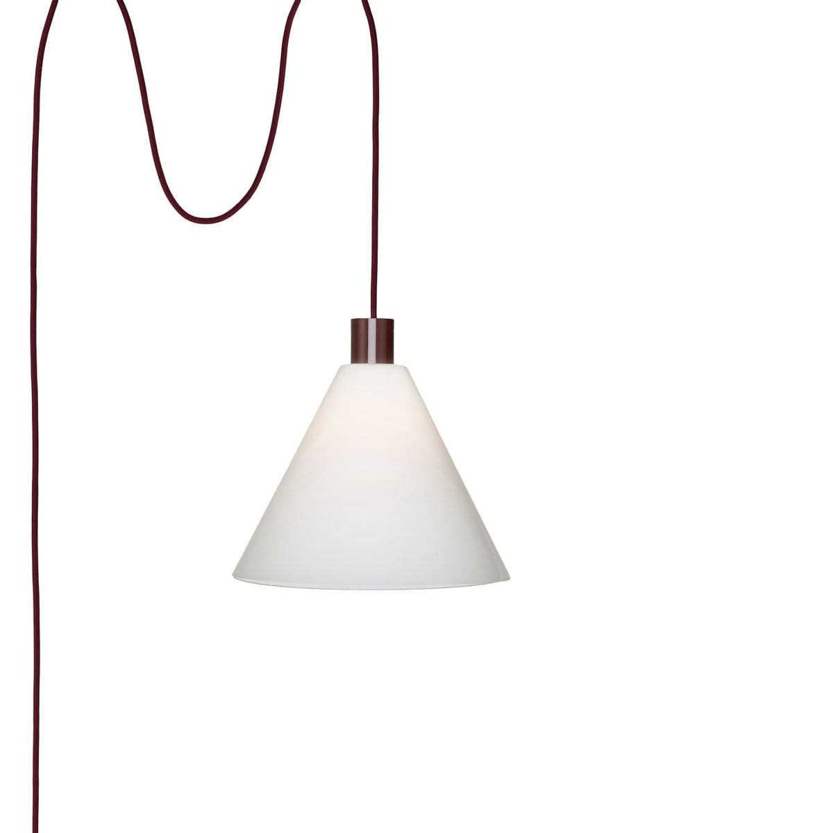 Glass Cone 11in AiO Plug-In Pendant - Chroma Studio Oxblood / Milk
