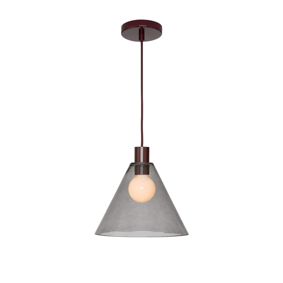 Glass Cone 11in AiO Pendant - Chroma Studio Oxblood / Smoke
