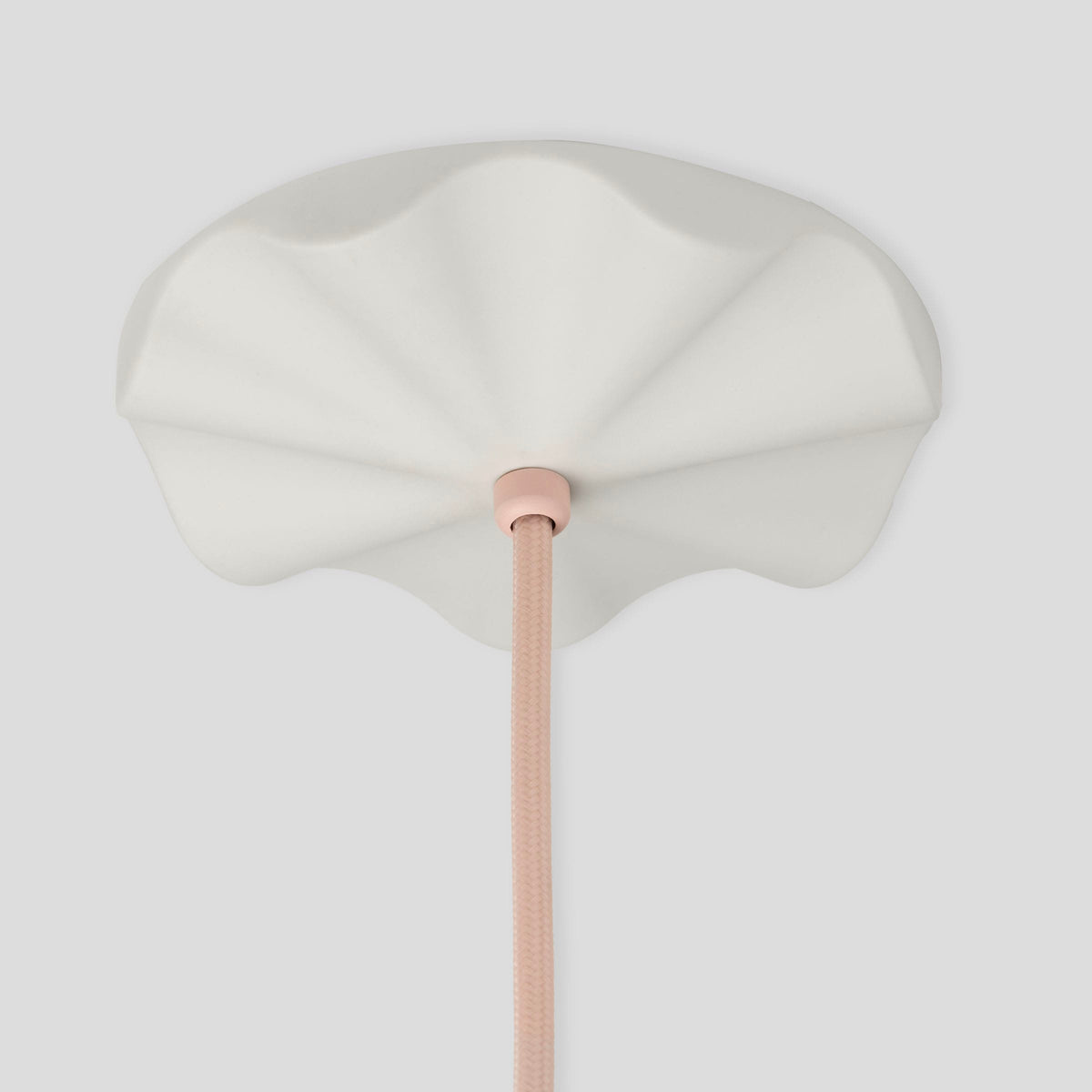 Fleur raw porcelain ceiling canopy with Quartz cord