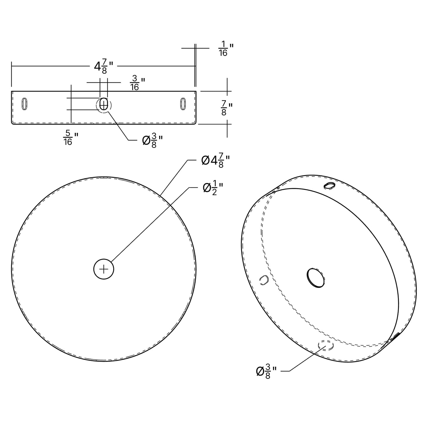 Canopy Blank w/ Center and Side Punch (Plug-In)