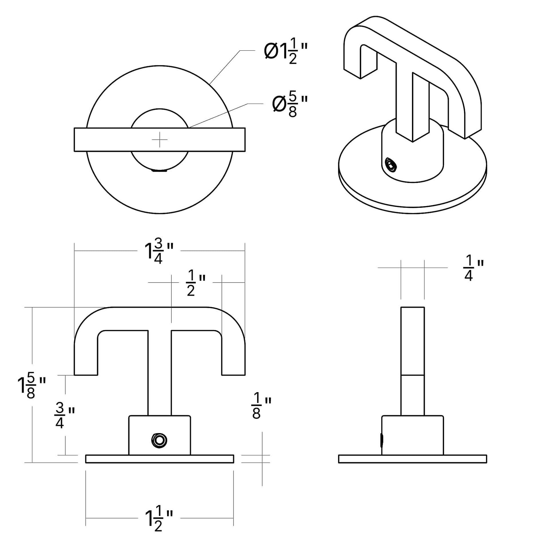 5 8 spigot counter weight hook T Swag Hook