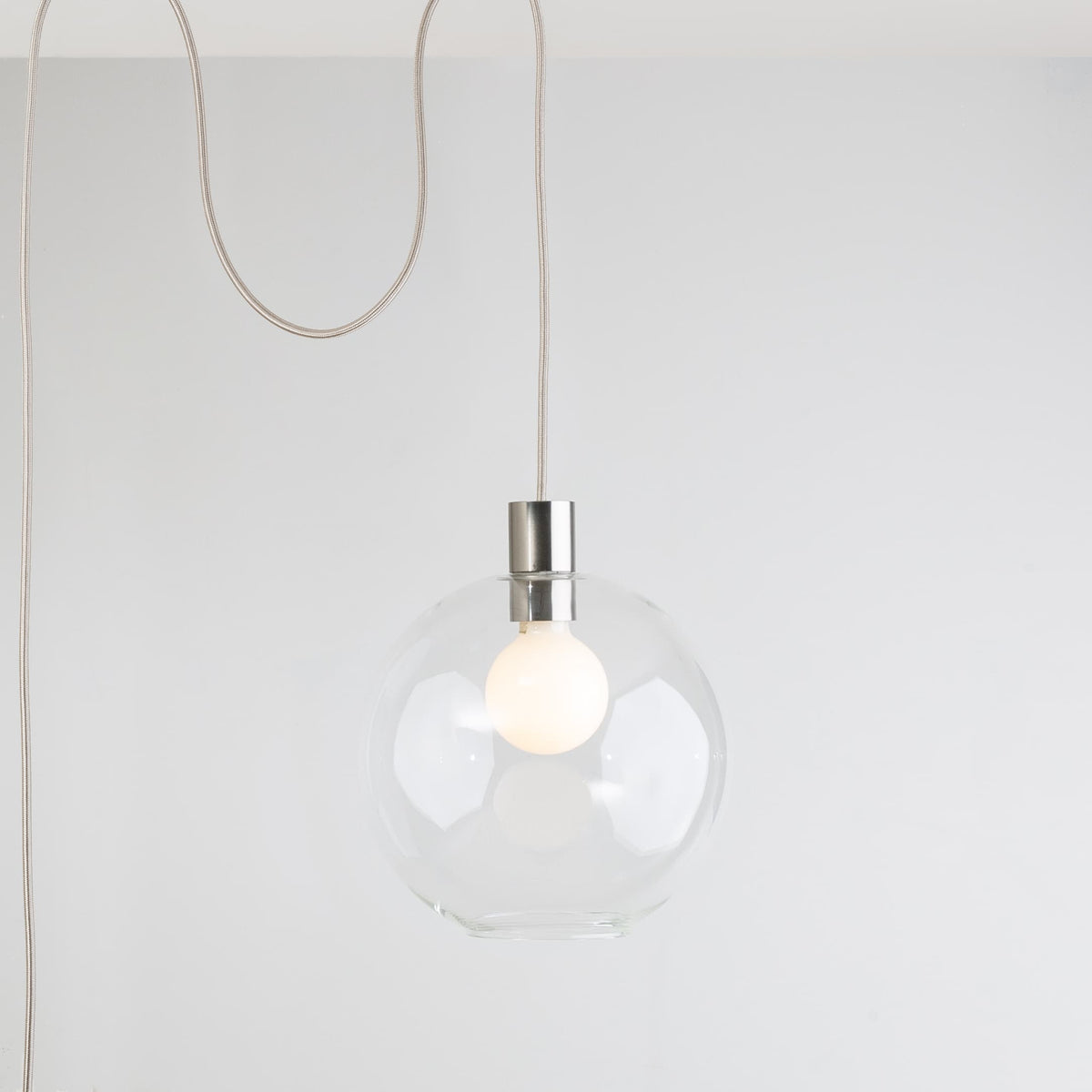 AiO Globe Plug-In Pendant | 6", 8", 10", 12" Nickel / Clear / 10in