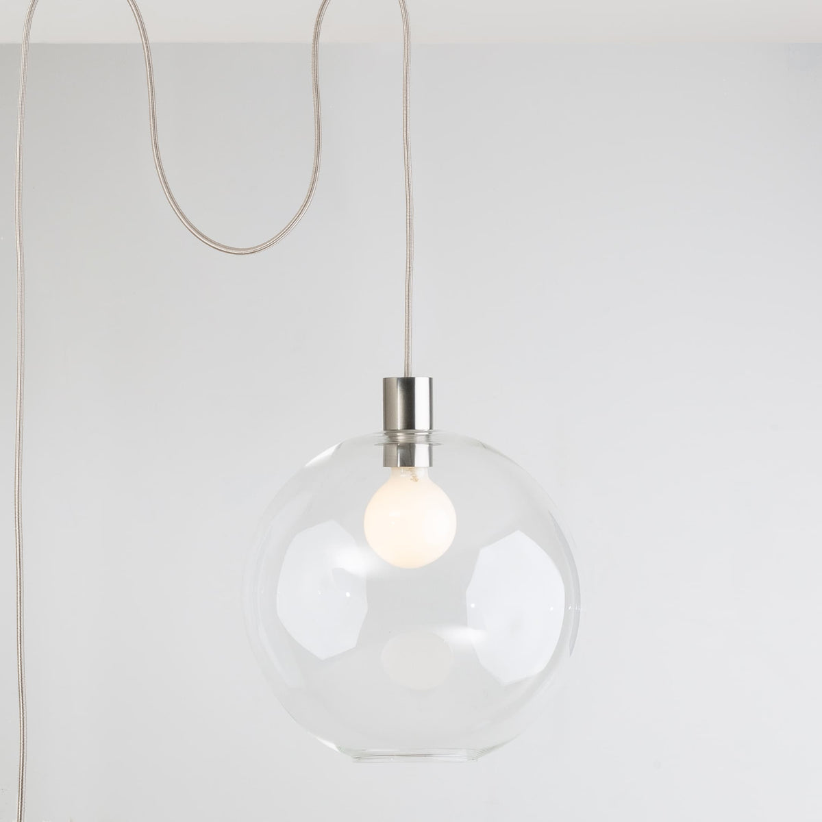 AiO Globe Plug-In Pendant | 6", 8", 10", 12" Nickel / Clear / 12in