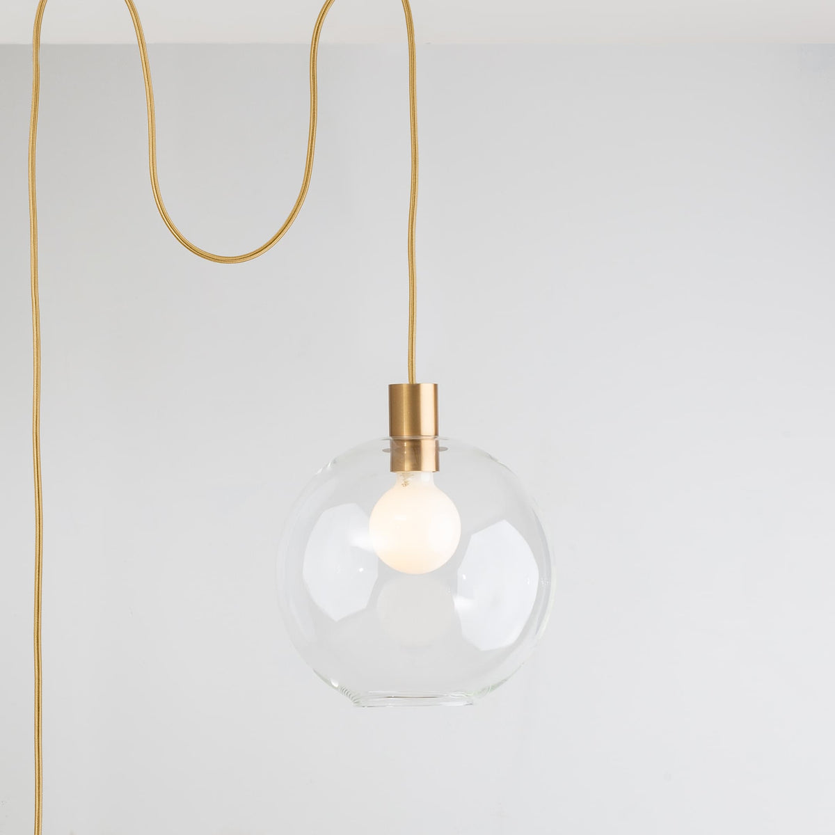 AiO Globe Plug-In Pendant | 6", 8", 10", 12" Satin Brass / Clear / 10in
