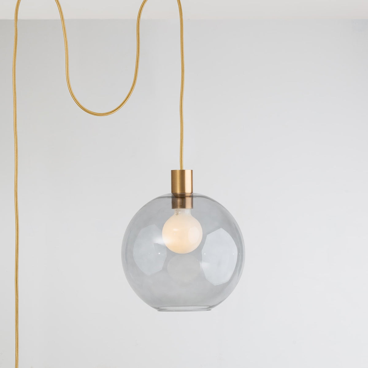 AiO Globe Plug-In Pendant | 6", 8", 10", 12" Satin Brass / Smoke / 10in