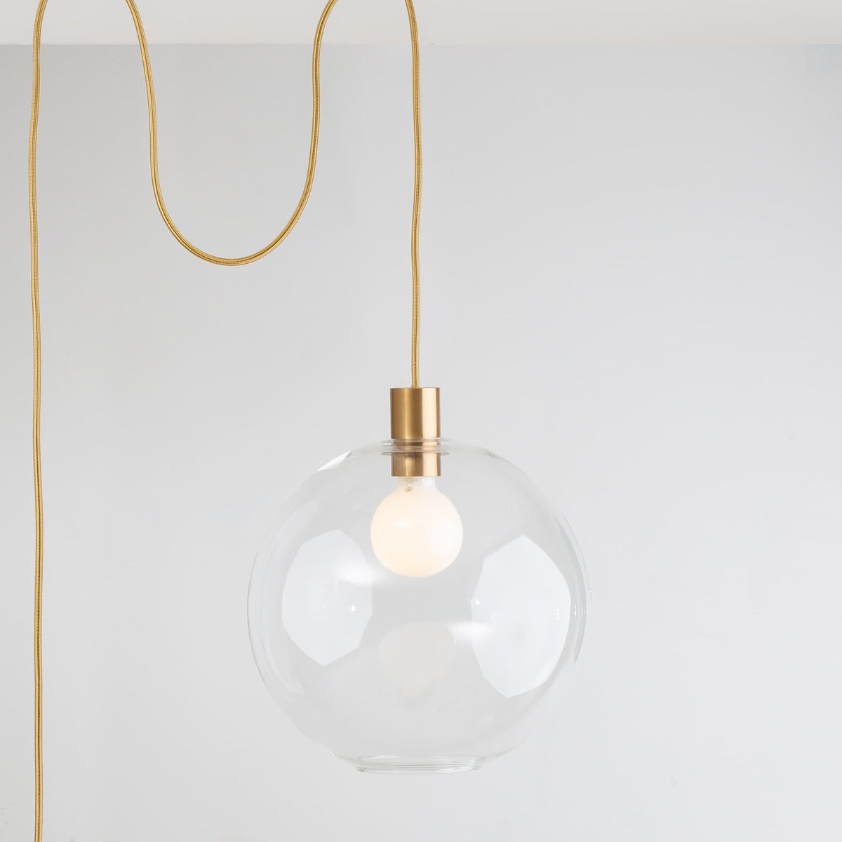 AiO Globe Plug-In Pendant | 6", 8", 10", 12" Satin Brass / Clear / 12in