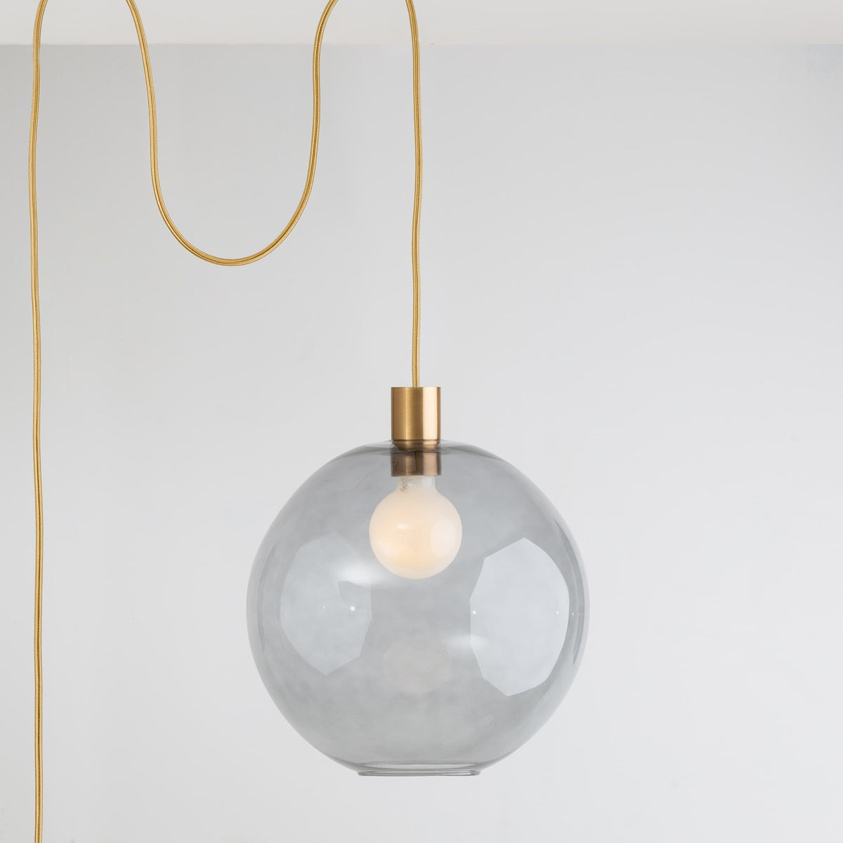 AiO Globe Plug-In Pendant | 6", 8", 10", 12" Satin Brass / Smoke / 12in