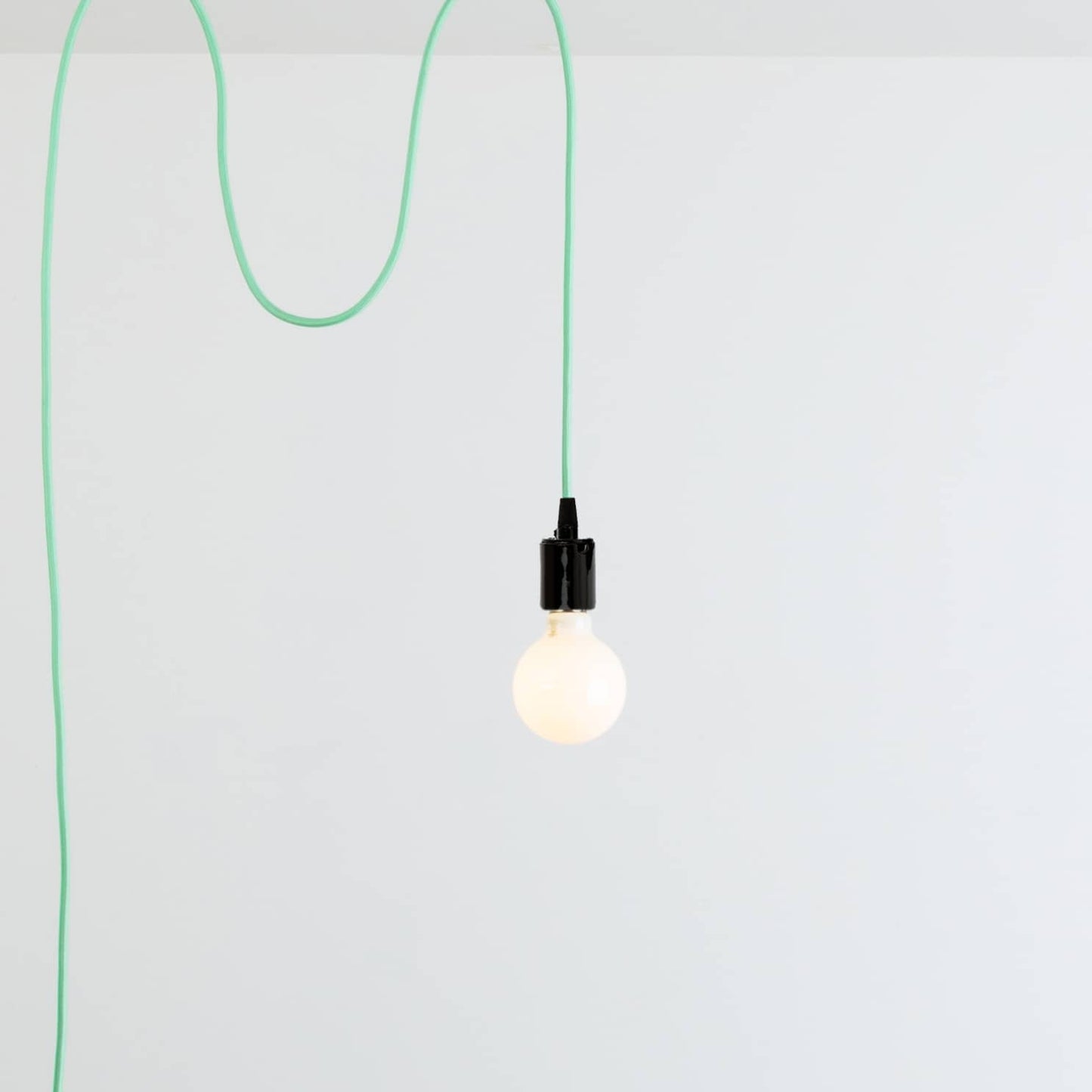 Black Porcelain Plug-In Pendant Light