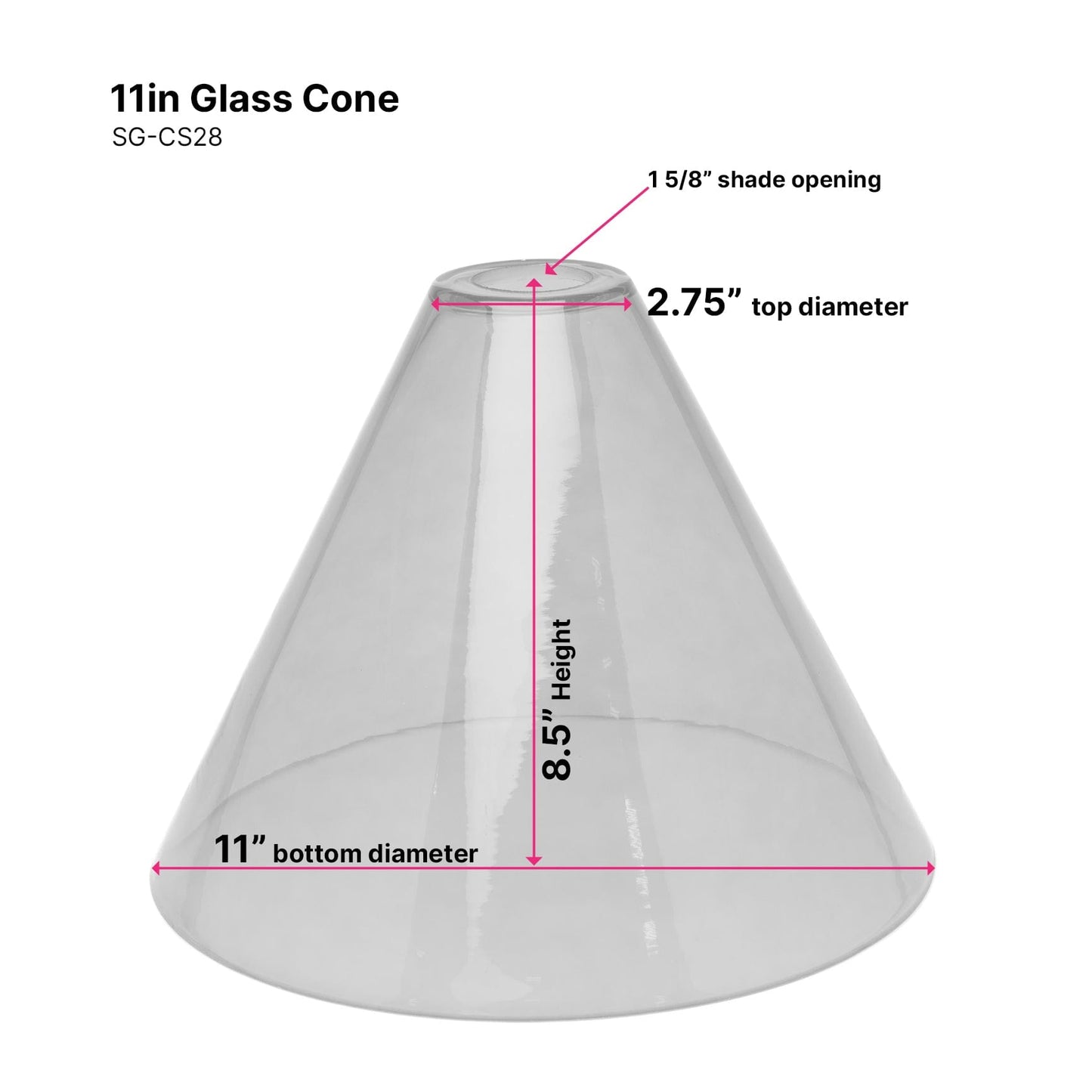 11in Glass Cone - Shade Ready