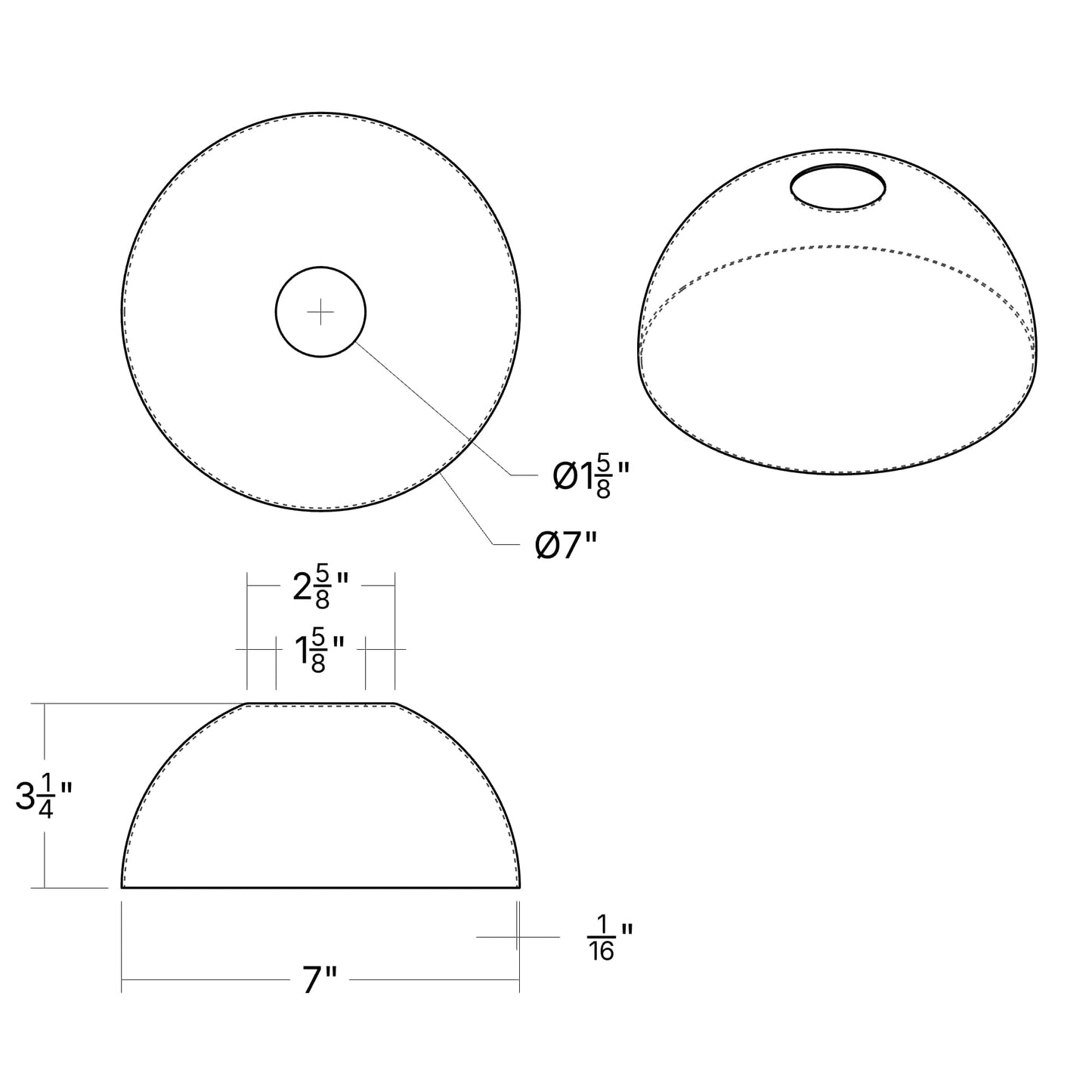 Horizon Dome Shade | 7 Inch or 16 Inch