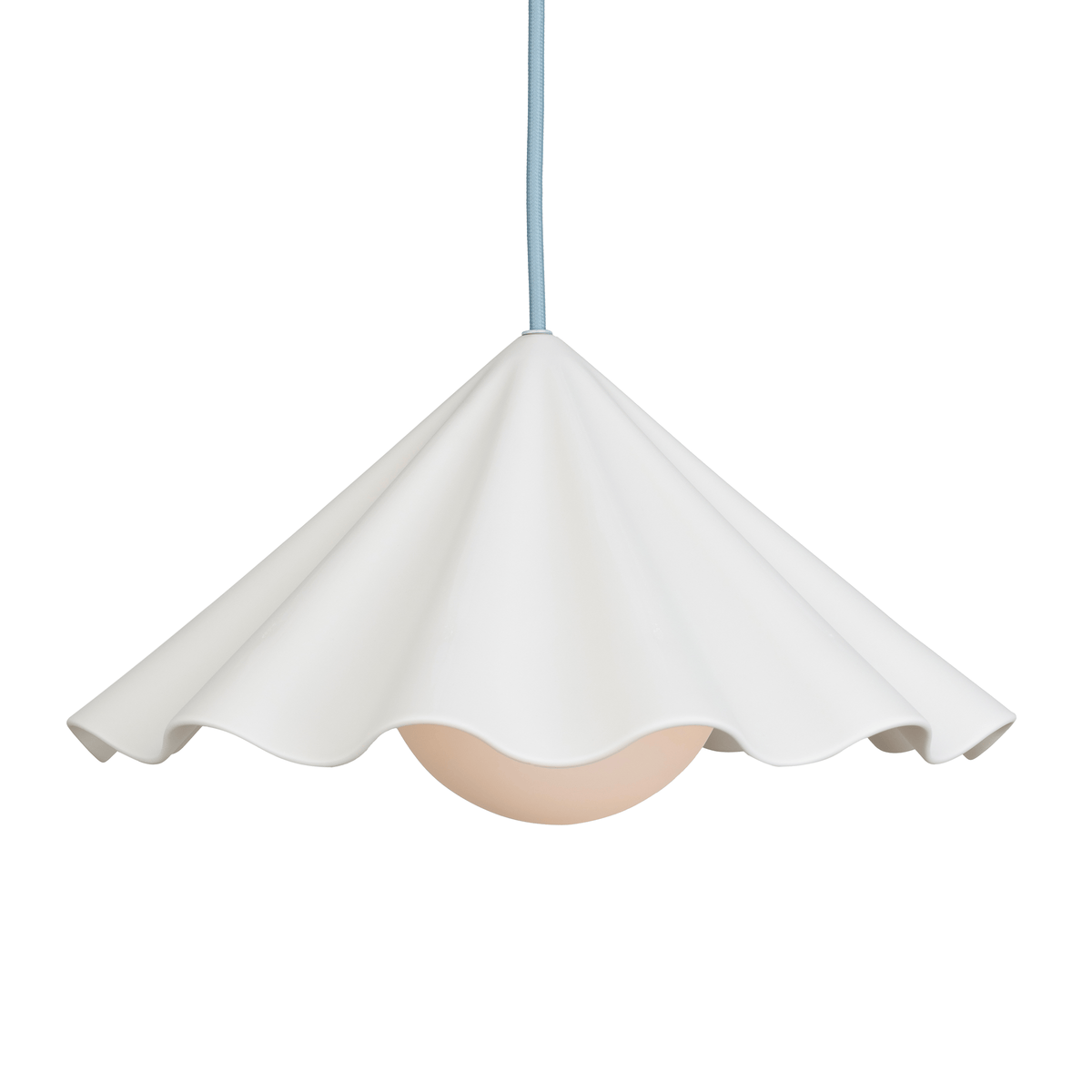 Fleur No. 7 porcelain pendant light, raw porcelain shade with Shale cord and hardware