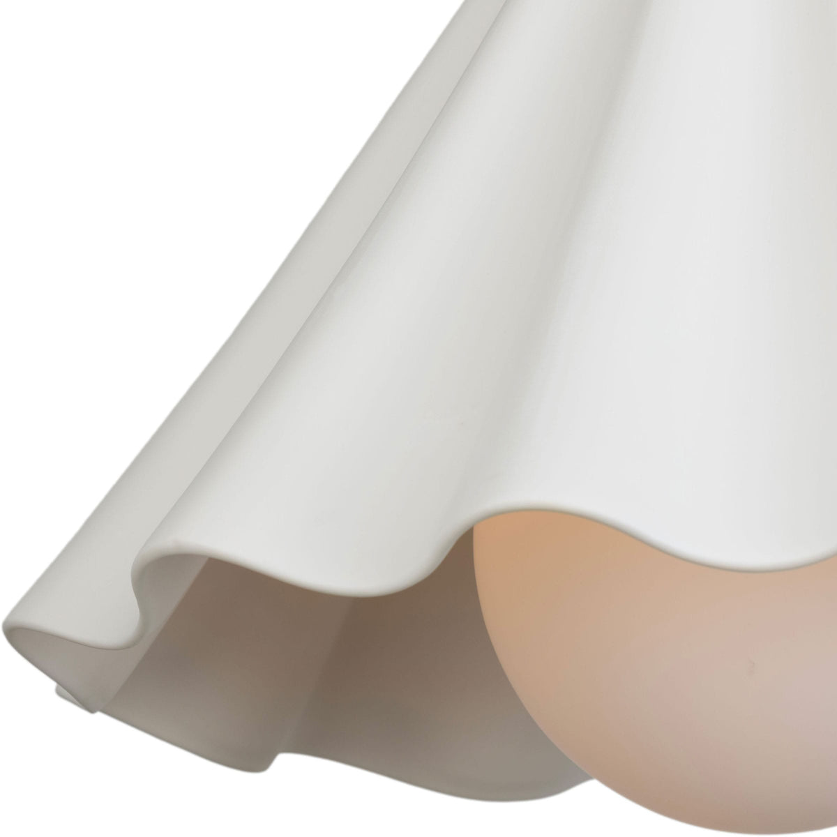 Close-up of the Fleur No. 12 fluted raw porcelain shade with Sage cord