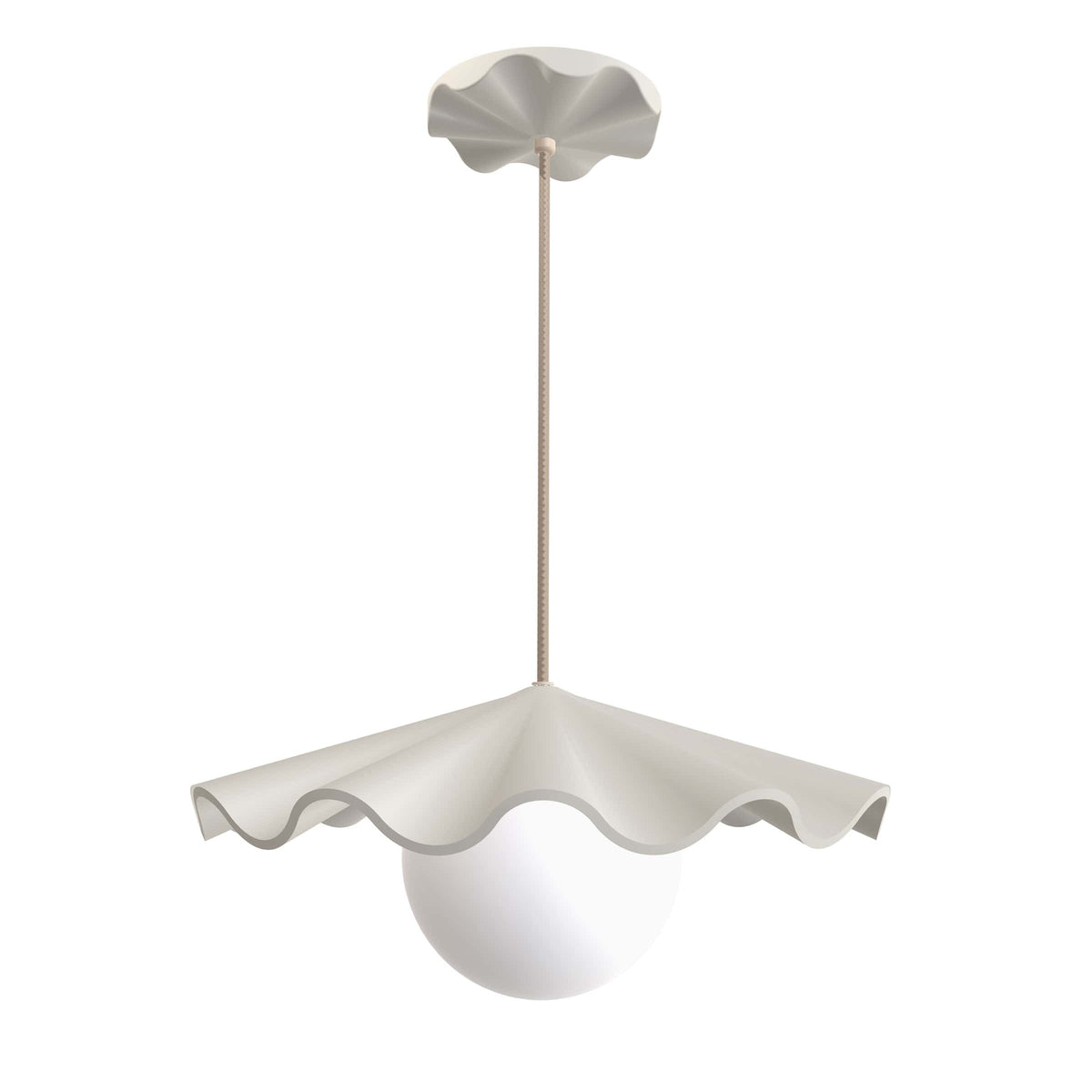 Fleur No. 3 porcelain pendant light with Canvas cord and hardware, raw porcelain shade