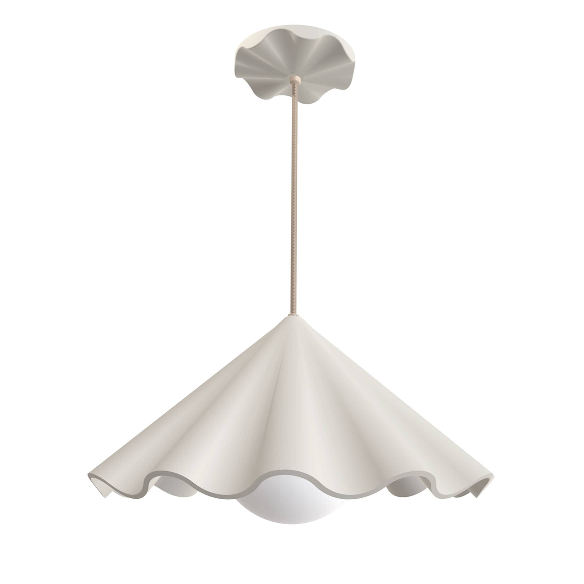 Fleur No. 7 porcelain pendant light with Canvas cord and hardware, raw porcelain shade
