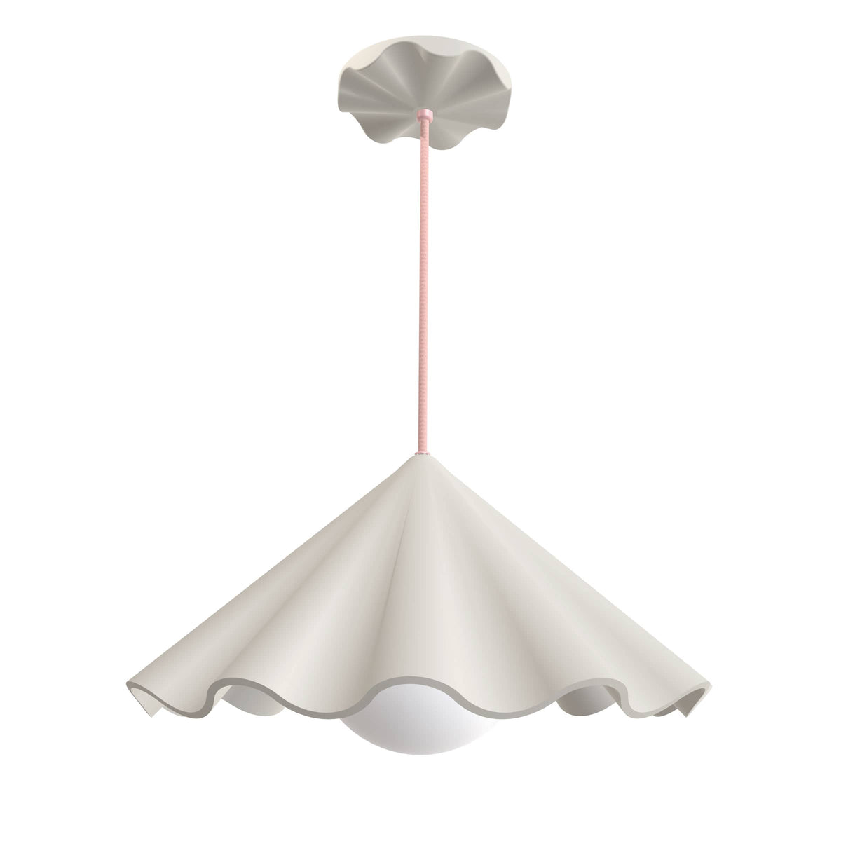 Fleur No. 7 porcelain pendant light with Quartz cord and hardware, raw porcelain shade