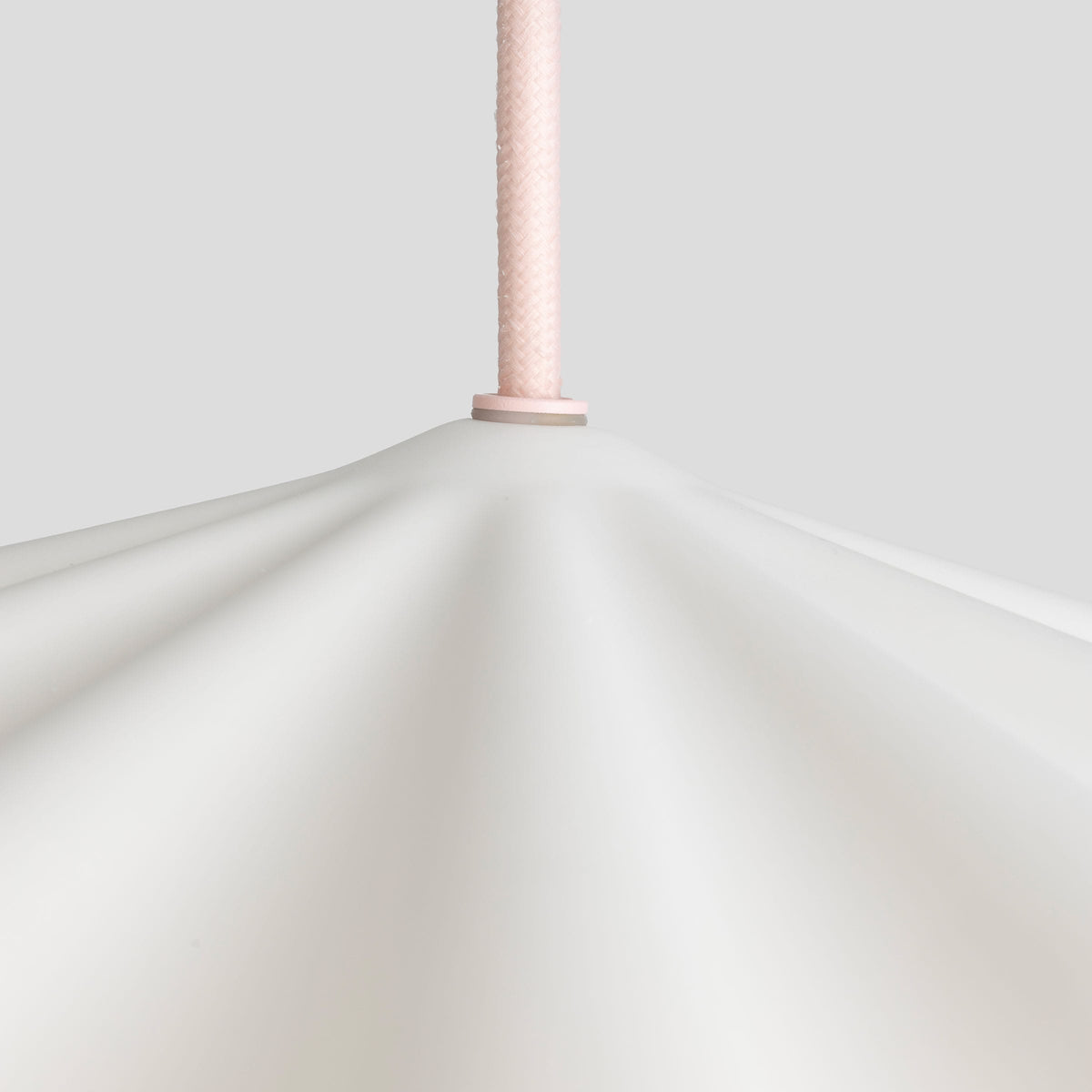 Fleur No. 3 porcelain pendant light, raw porcelain shade with Quartz cord and hardware