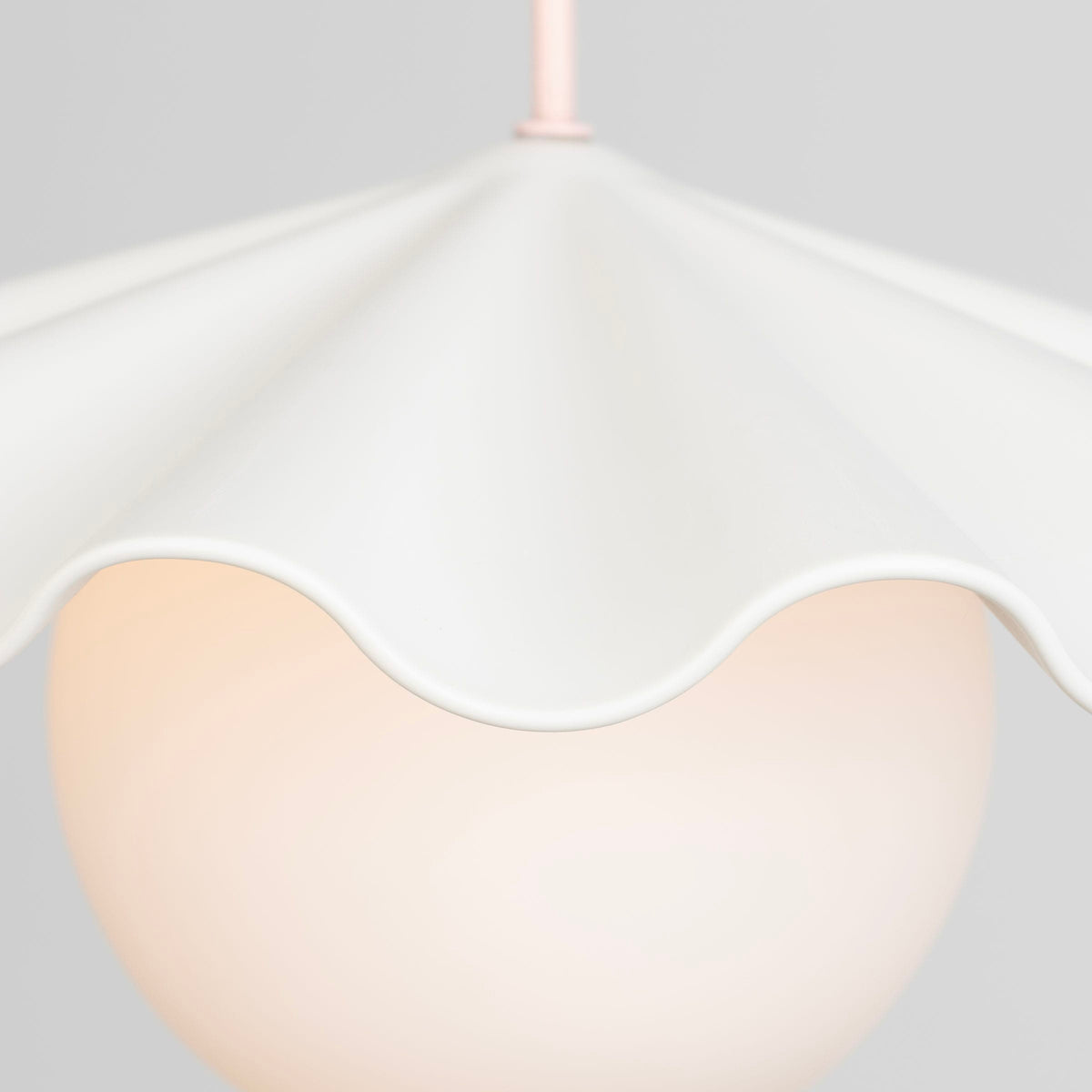 Fleur No. 3 porcelain pendant light, raw porcelain shade with Quartz cord and hardware