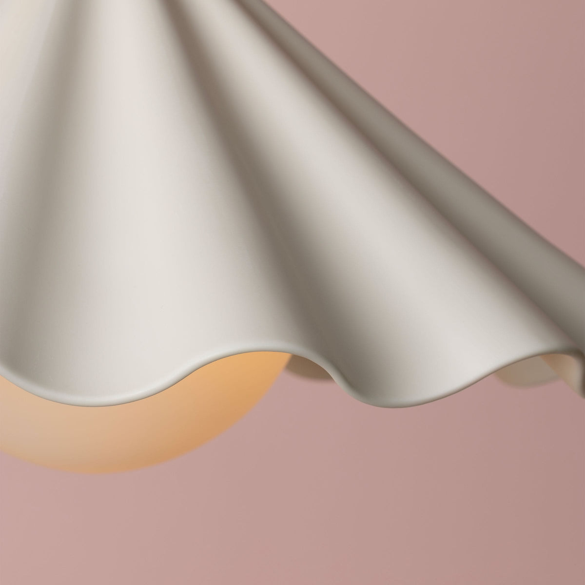 Fleur No. 7 plug-in porcelain pendant light with Cardinal cord and hardware, fluted raw porcelain shade