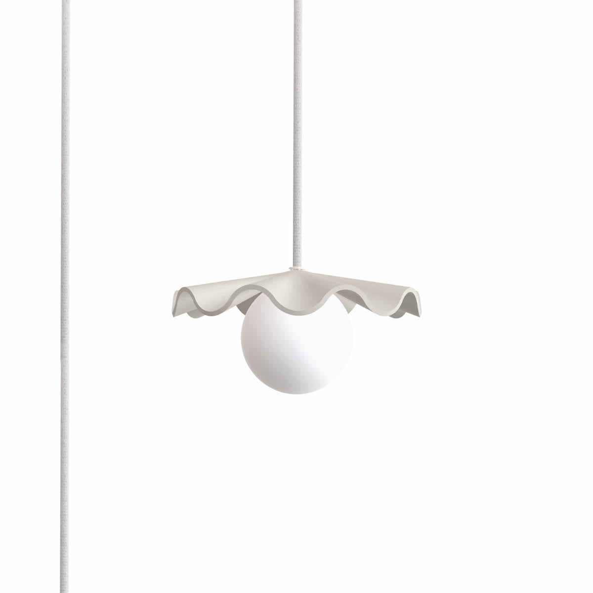Fleur No. 1 plug-in porcelain mini pendant light with Linen cord and hardware, raw porcelain shade