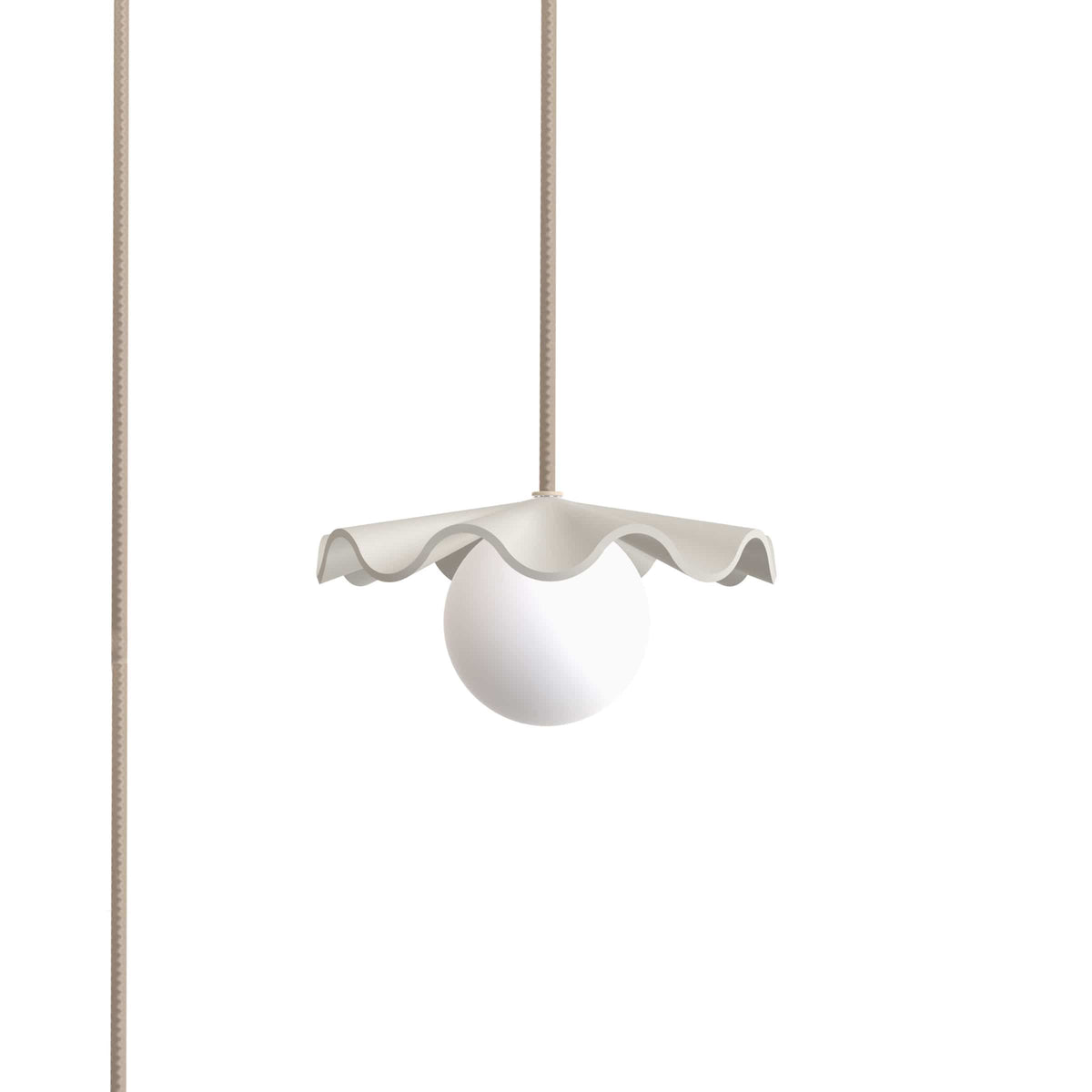 Fleur No. 1 plug-in porcelain mini pendant light with Canvas cord and hardware, raw porcelain shade