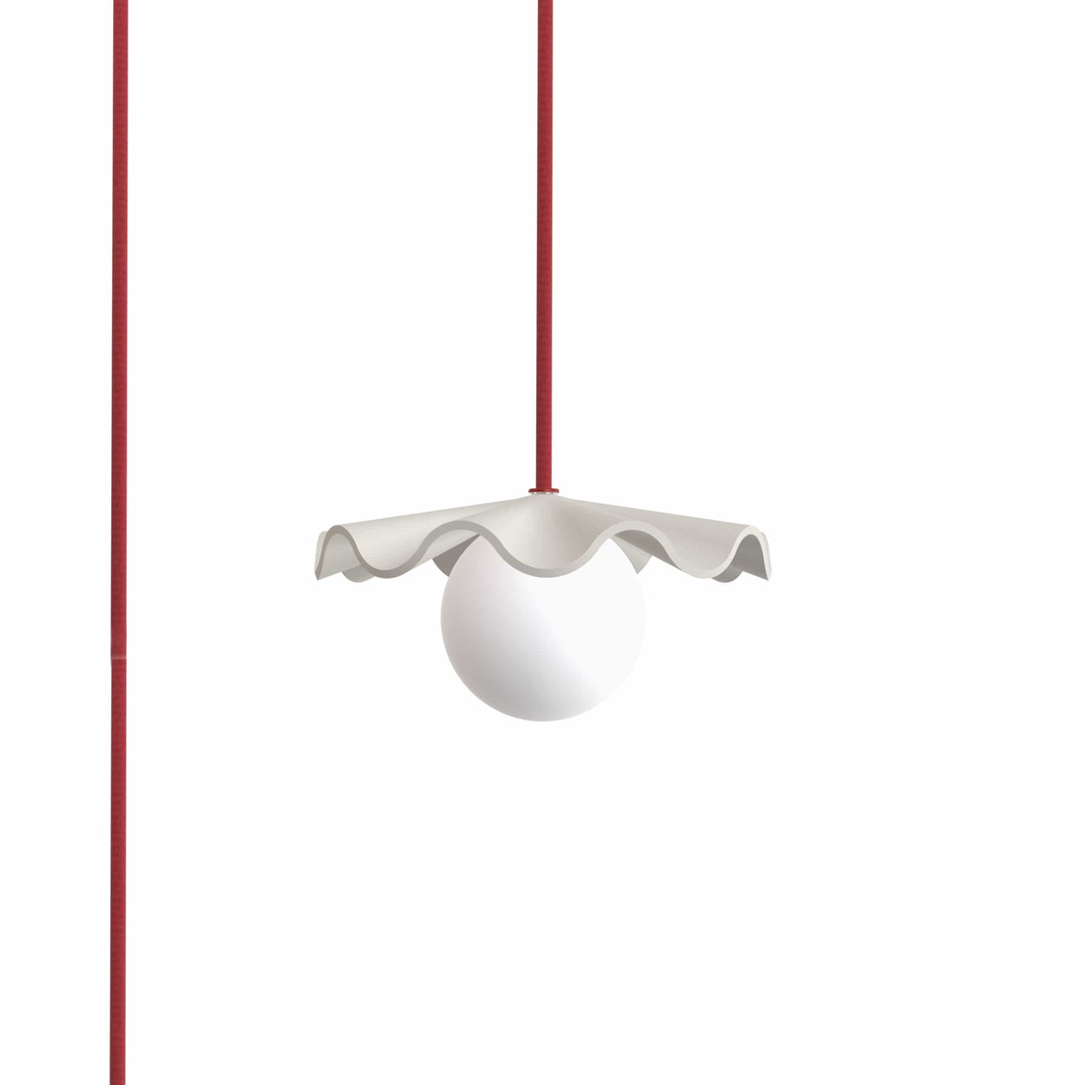 Fleur No. 1 plug-in porcelain mini pendant light with Cardinal cord and hardware, raw porcelain shade