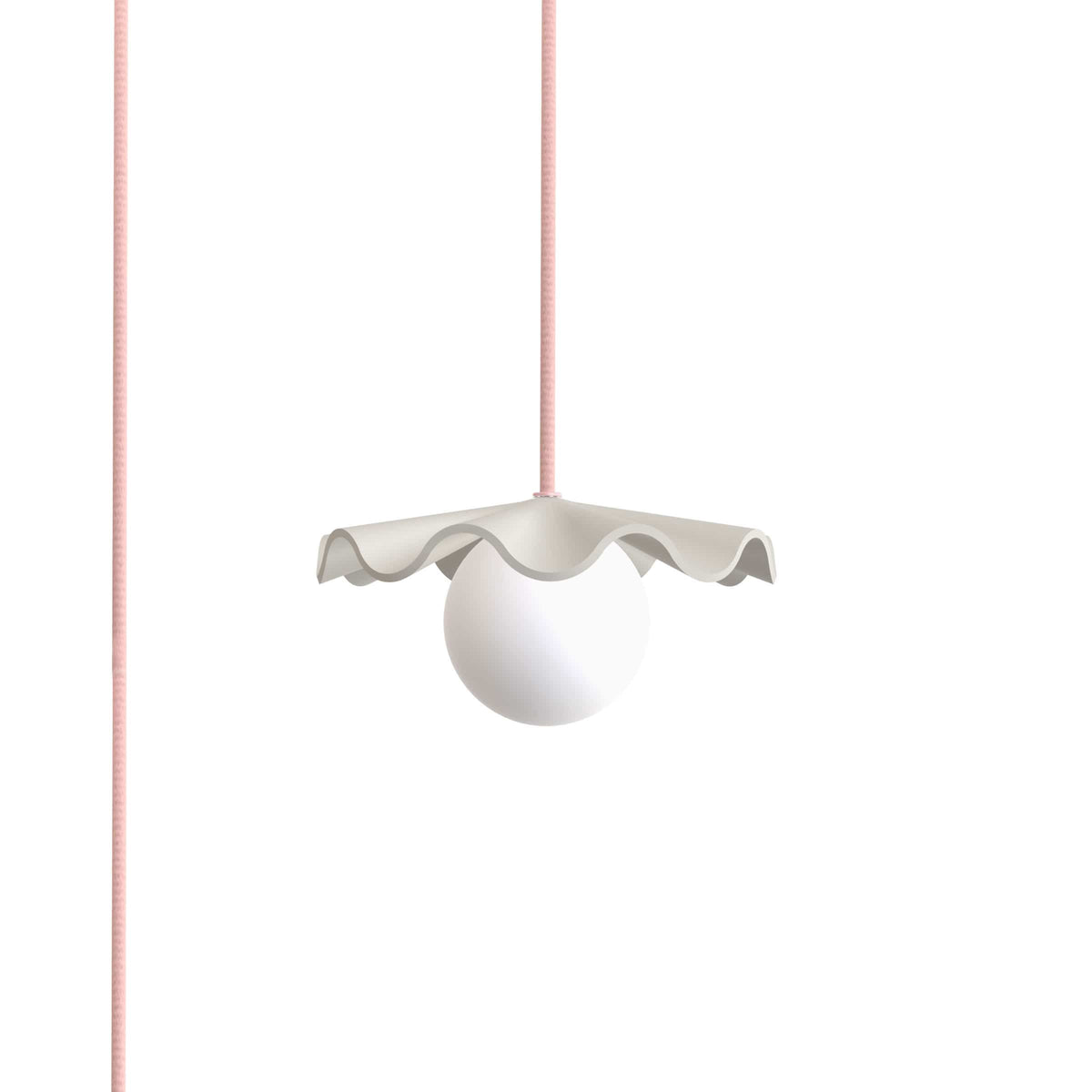 Fleur No. 1 plug-in porcelain mini pendant light with Quartz cord and hardware, raw porcelain shade