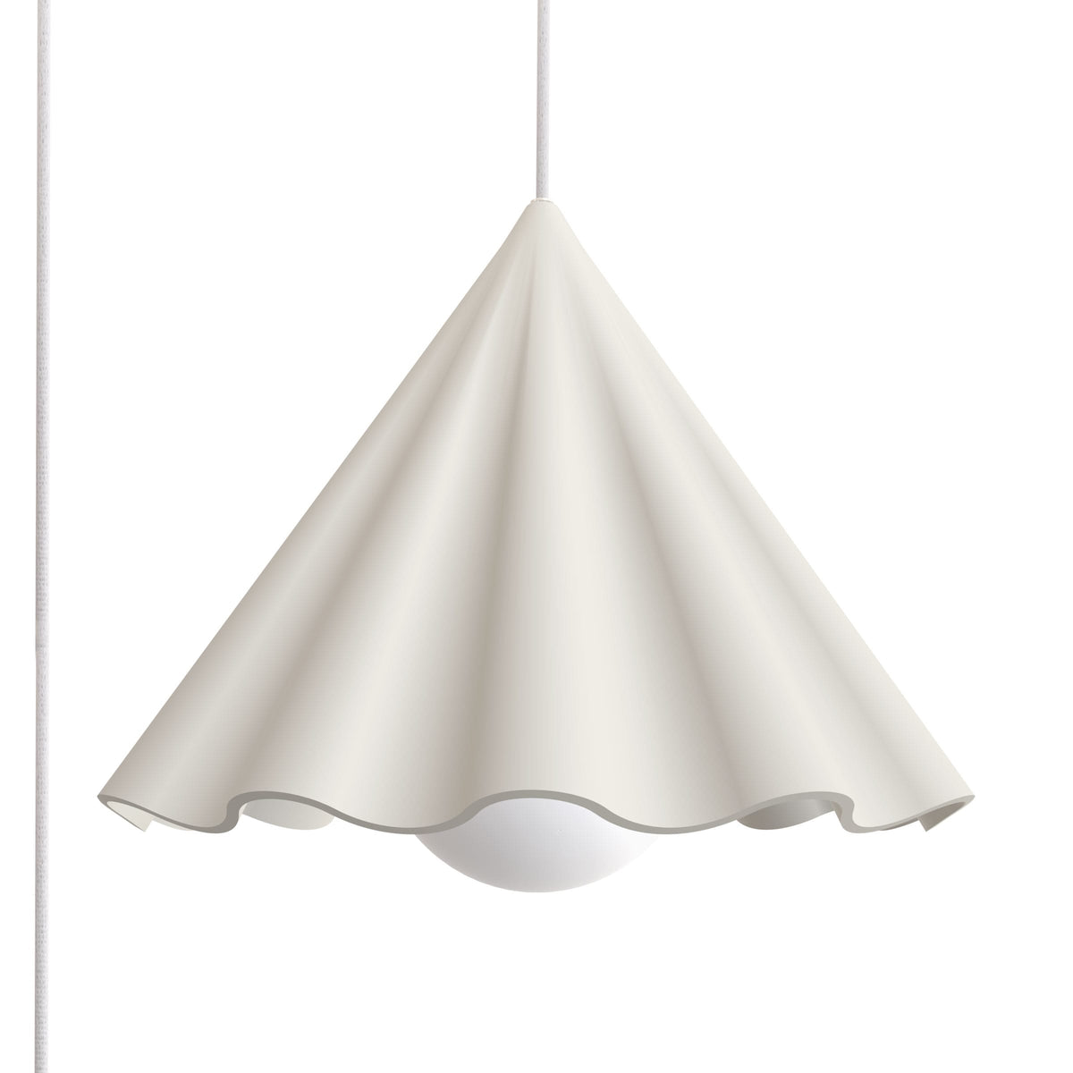 Fleur No. 12 plug-in porcelain pendant light with Linen cord and hardware, raw porcelain shade