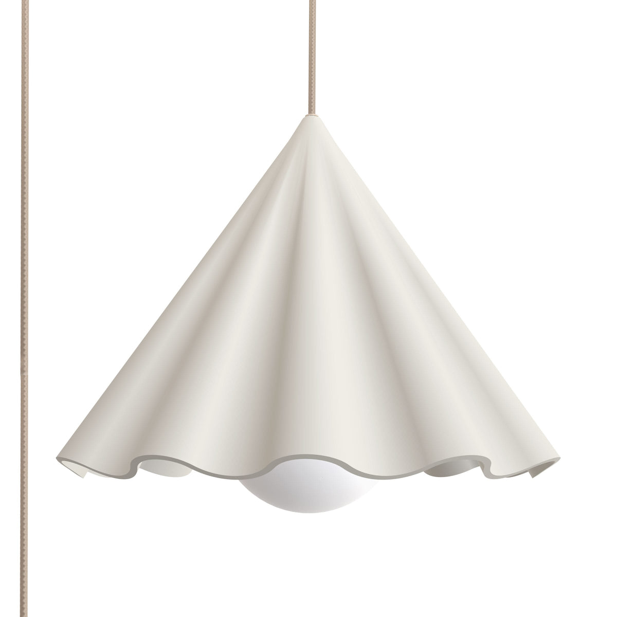 Fleur No. 12 plug-in porcelain pendant light with Canvas cord and hardware, raw porcelain shade