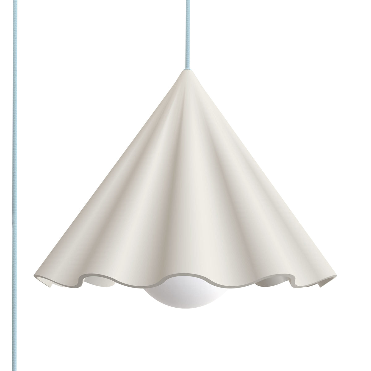 Fleur No. 12 plug-in porcelain pendant light with Shale cord and hardware, raw porcelain shade
