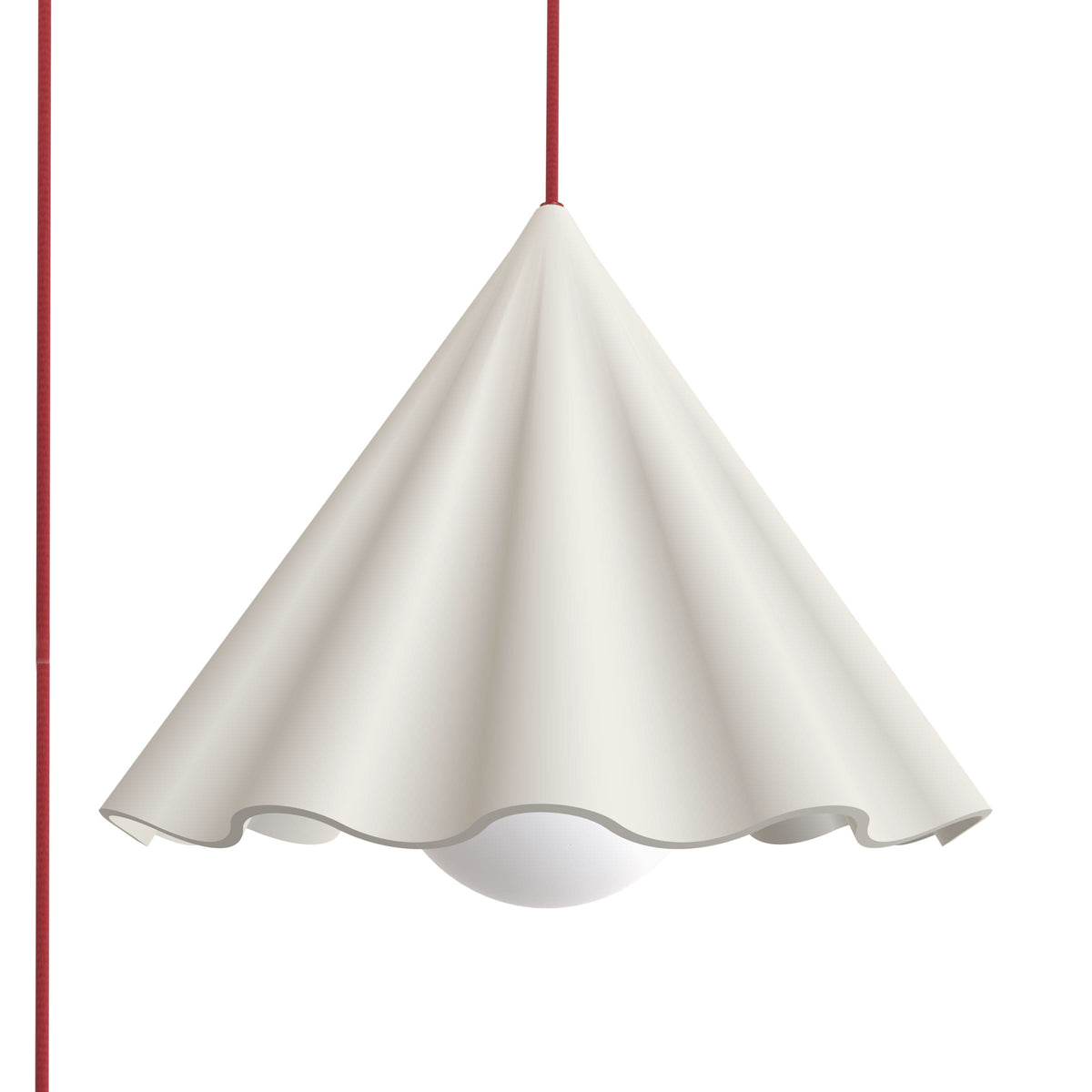 Fleur No. 12 plug-in porcelain pendant light with Cardinal cord and hardware, raw porcelain shade