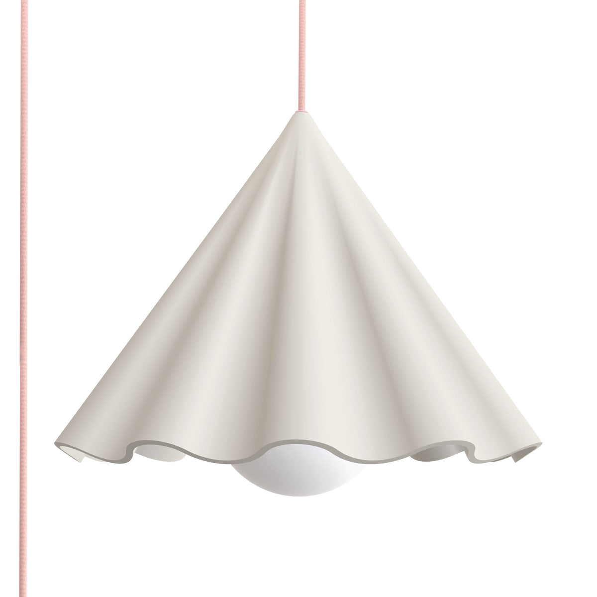 Fleur No. 12 plug-in porcelain pendant light with Quartz cord and hardware, raw porcelain shade