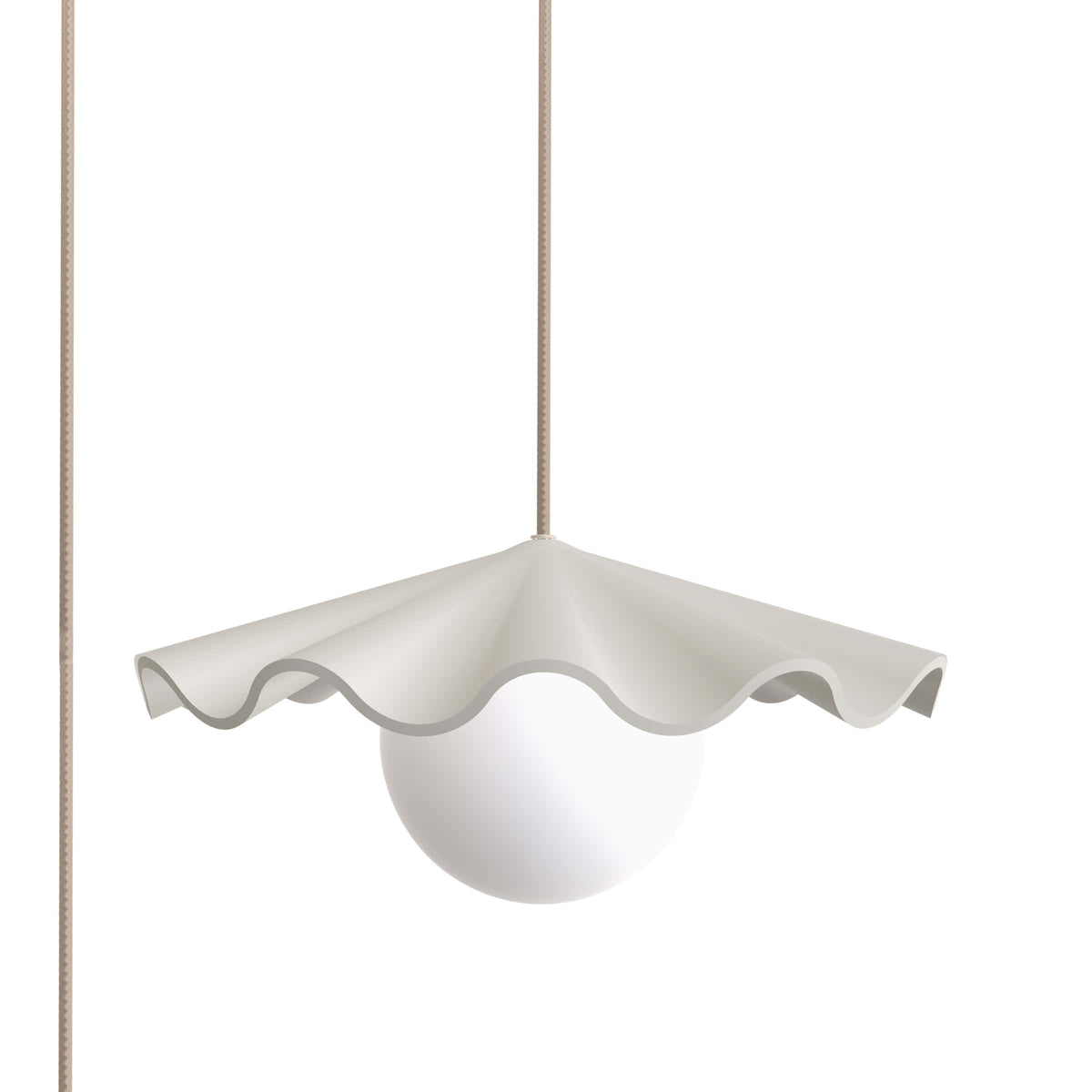 Fleur No. 3 plug-in porcelain pendant light with Canvas cord and hardware, raw porcelain shade