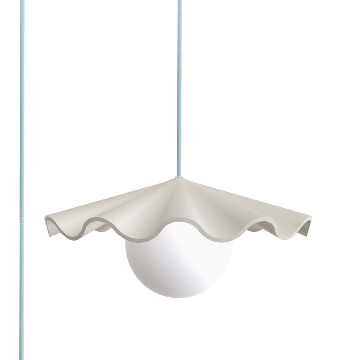 Fleur No. 3 plug-in porcelain pendant light with Shale cord and hardware, raw porcelain shade