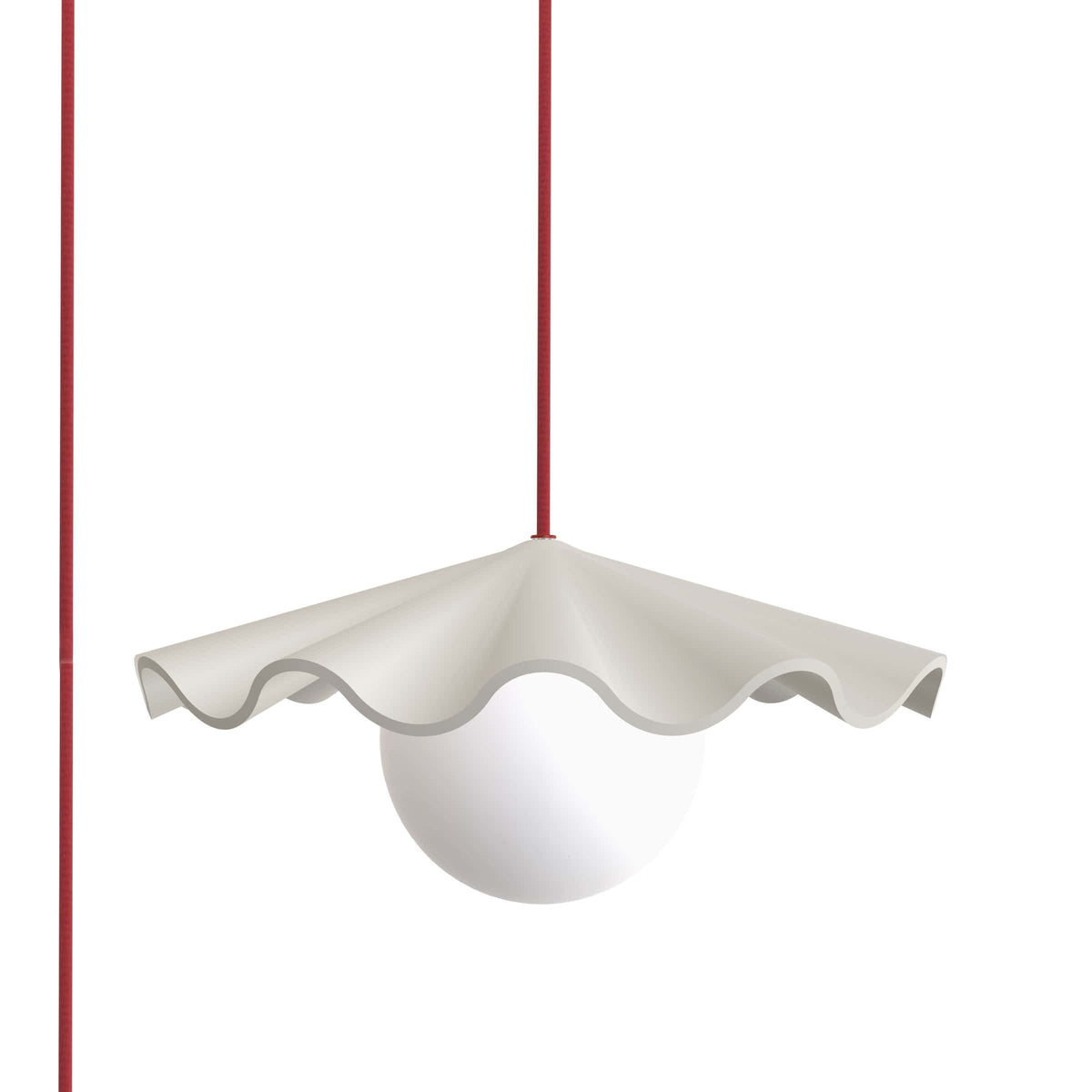 Fleur No. 3 plug-in porcelain pendant light with Cardinal cord and hardware, raw porcelain shade