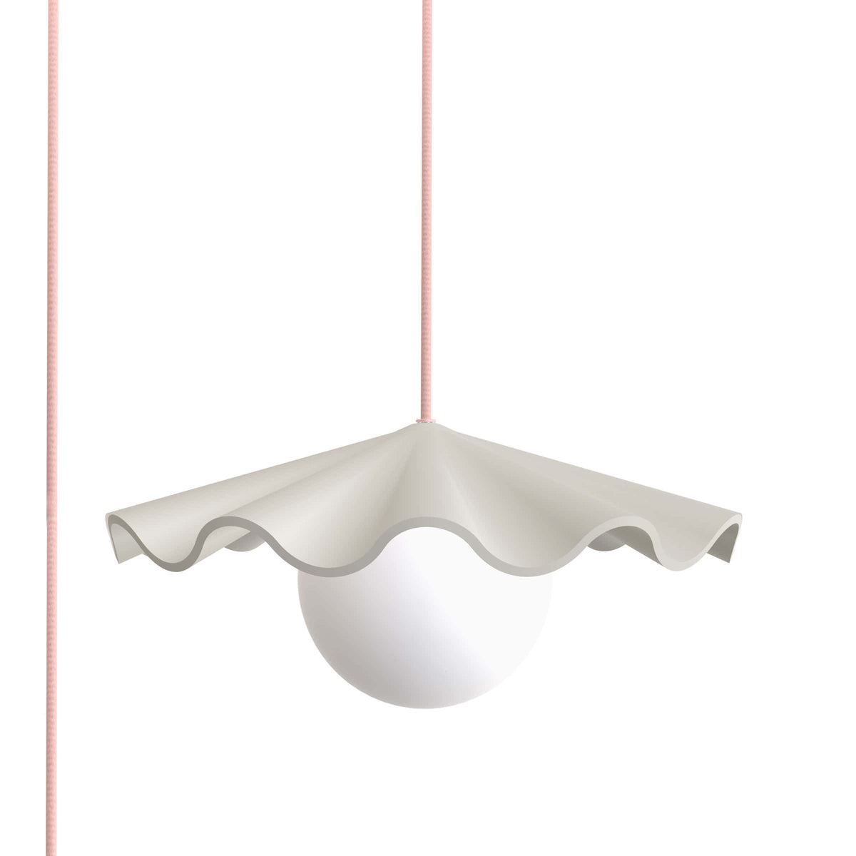 Fleur No. 3 plug-in porcelain pendant light with Quartz cord and hardware, raw porcelain shade