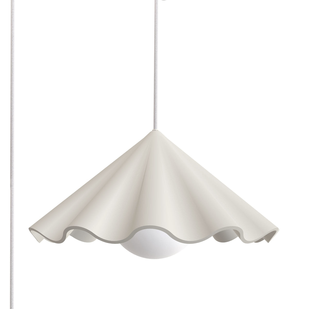 Fleur No. 7 plug-in porcelain pendant light with Linen cord and hardware, raw porcelain shade