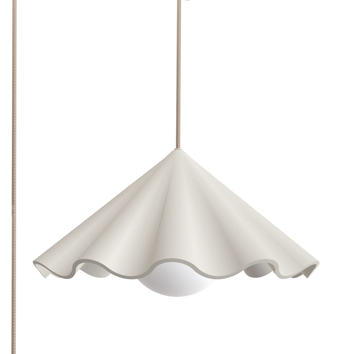 Fleur No. 7 plug-in porcelain pendant light with Canvas cord and hardware, raw porcelain shade