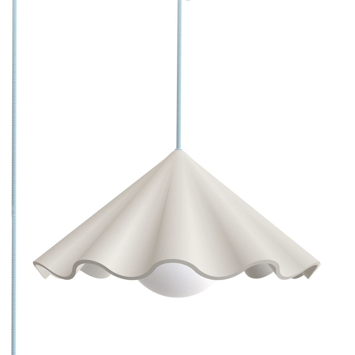 Fleur No. 7 plug-in porcelain pendant light with Shale cord and hardware, raw porcelain shade