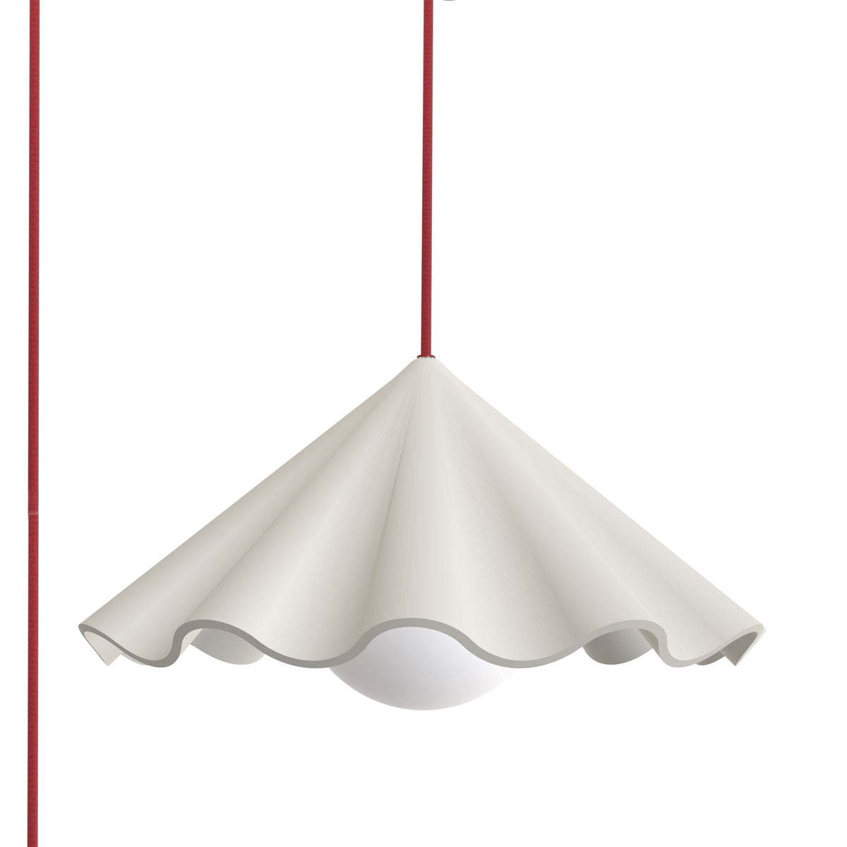 Fleur No. 7 plug-in porcelain pendant light with Cardinal cord and hardware, raw porcelain shade