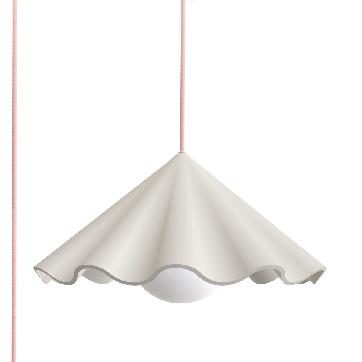 Fleur No. 7 plug-in porcelain pendant light with Quartz cord and hardware, raw porcelain shade