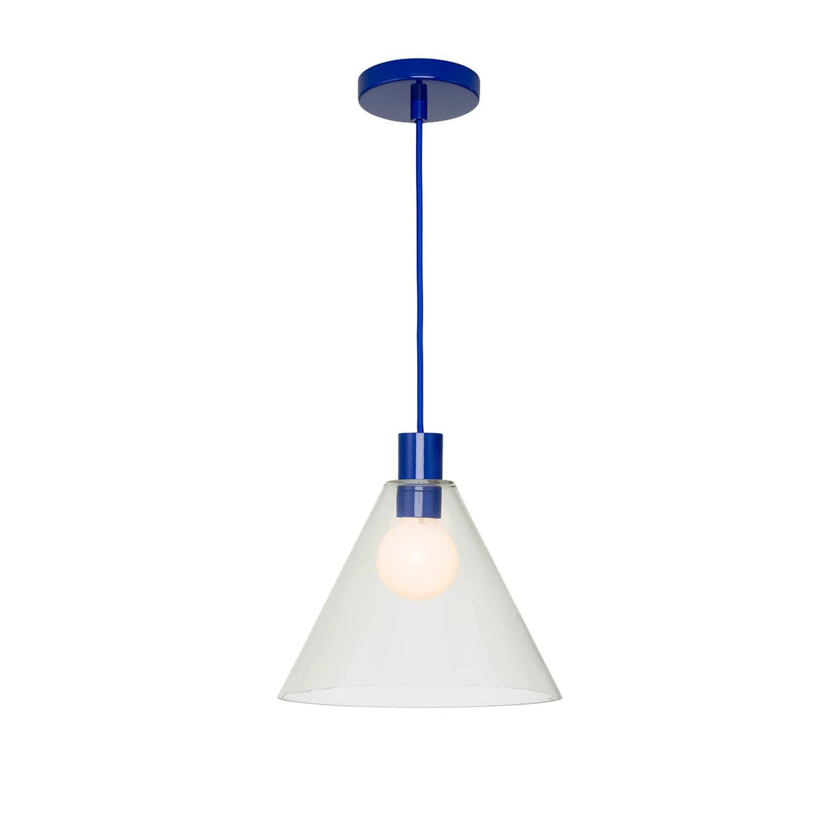 Glass Cone 11in AiO Pendant - Chroma Studio Ultramarine / Clear