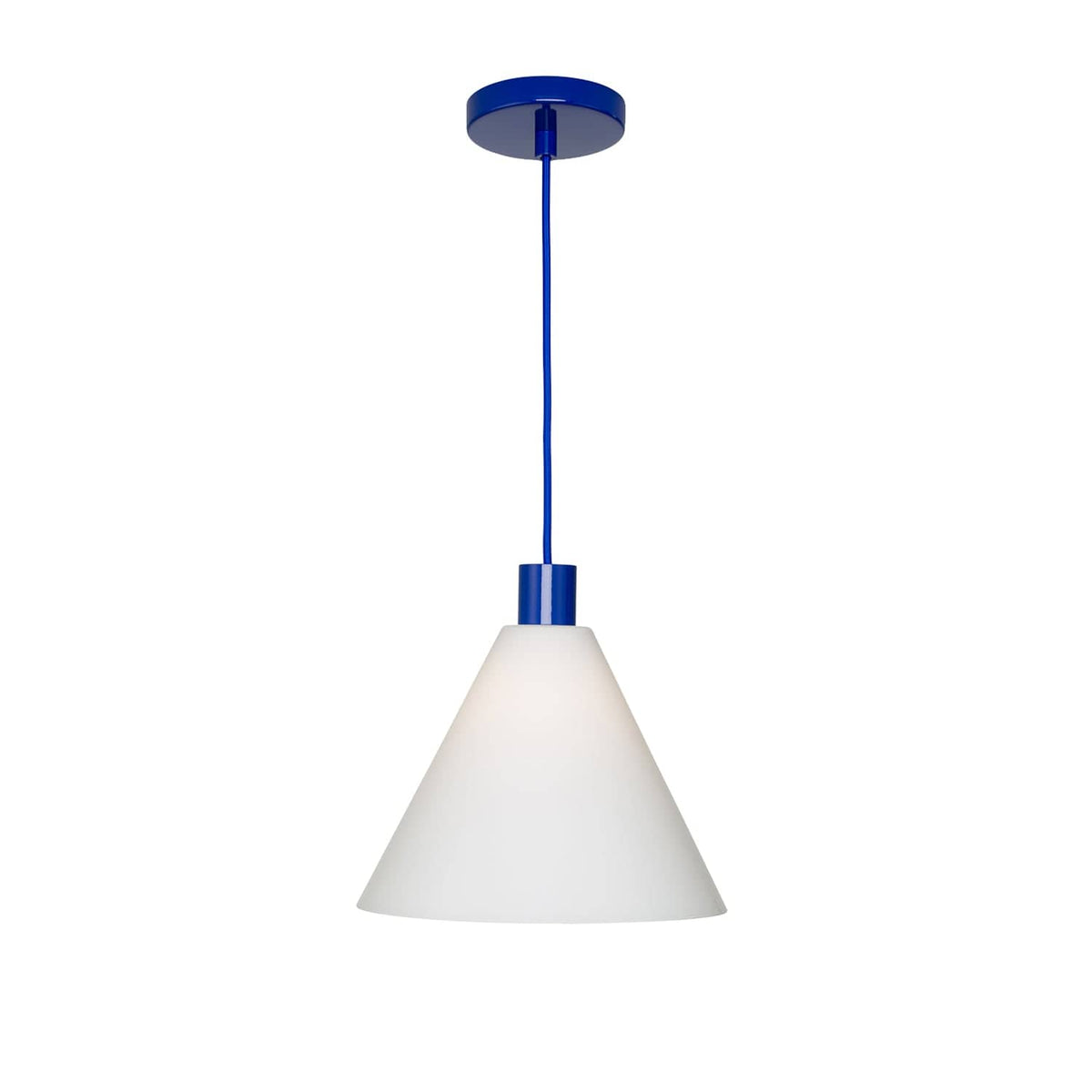 Glass Cone 11in AiO Pendant - Chroma Studio Ultramarine / Matte White