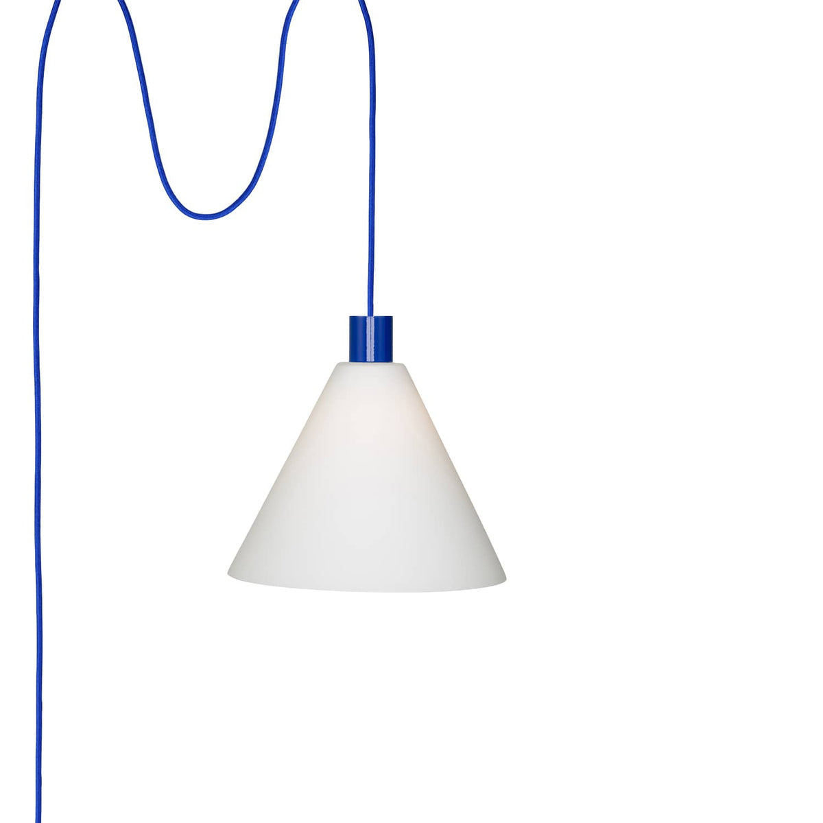Glass Cone 11in AiO Plug-In Pendant - Chroma Studio Ultramarine / Matte White