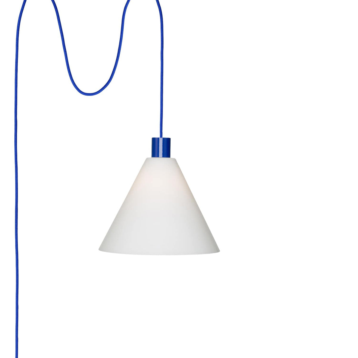 Glass Cone 11in AiO Plug-In Pendant - Chroma Studio Ultramarine / Milk