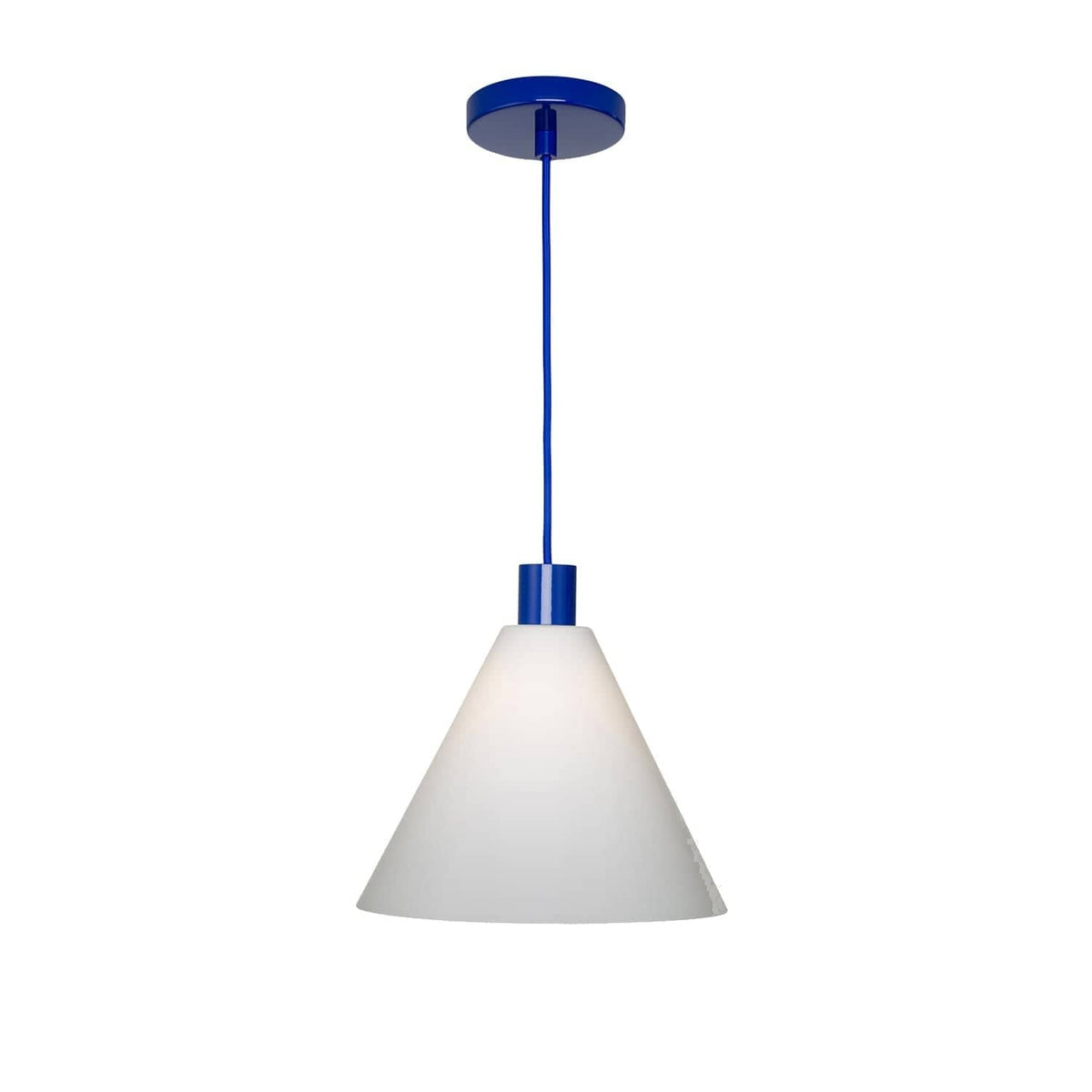 Glass Cone 11in AiO Pendant - Chroma Studio Ultramarine / Milk