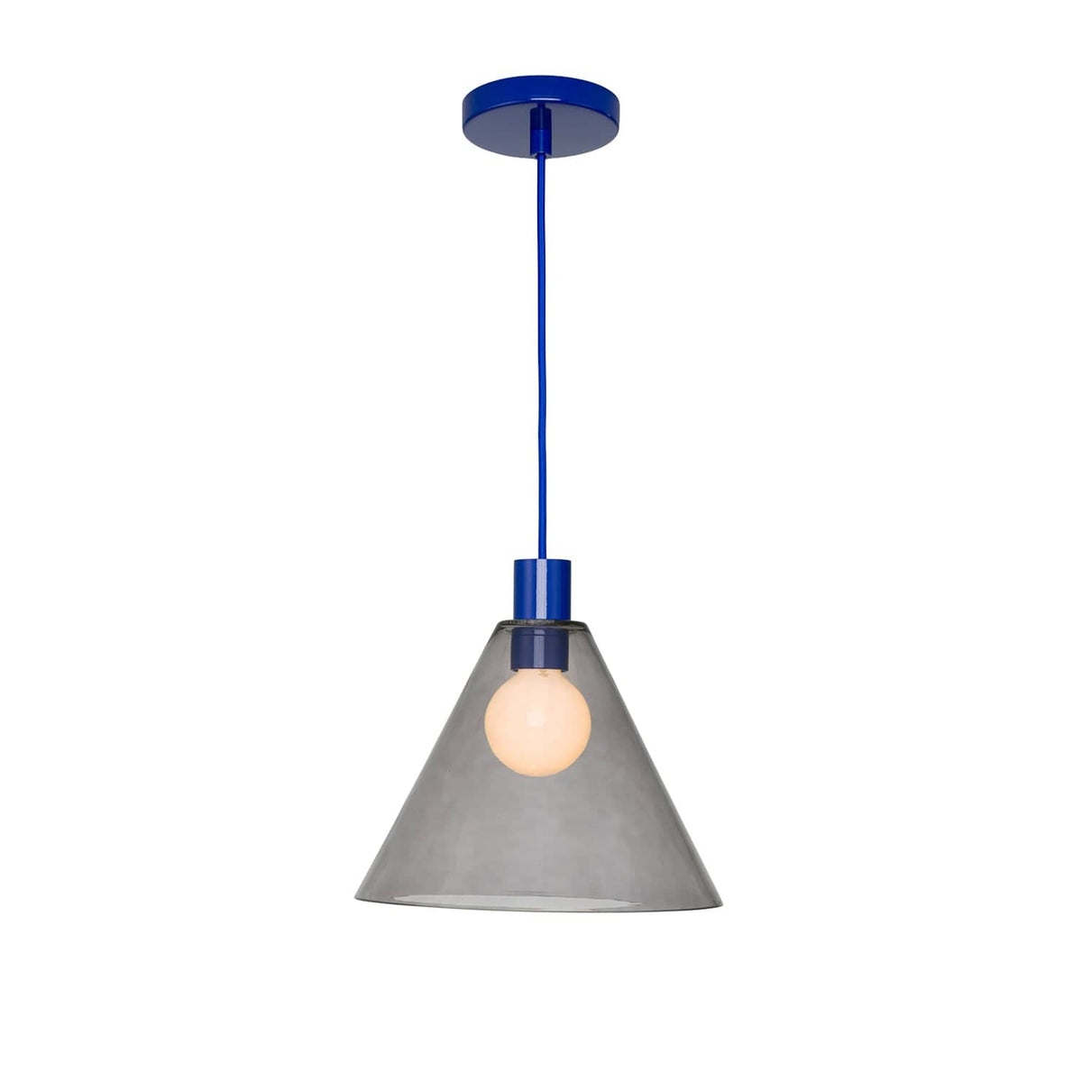 Glass Cone 11in AiO Pendant - Chroma Studio Ultramarine / Smoke