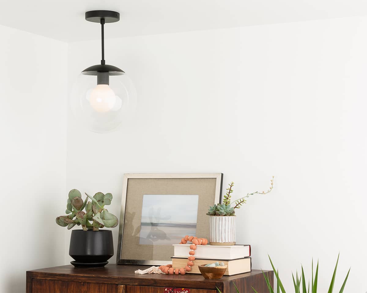 Mod Glass Globe Post Flush Mount Pendant | 6", 8", 10", 12"